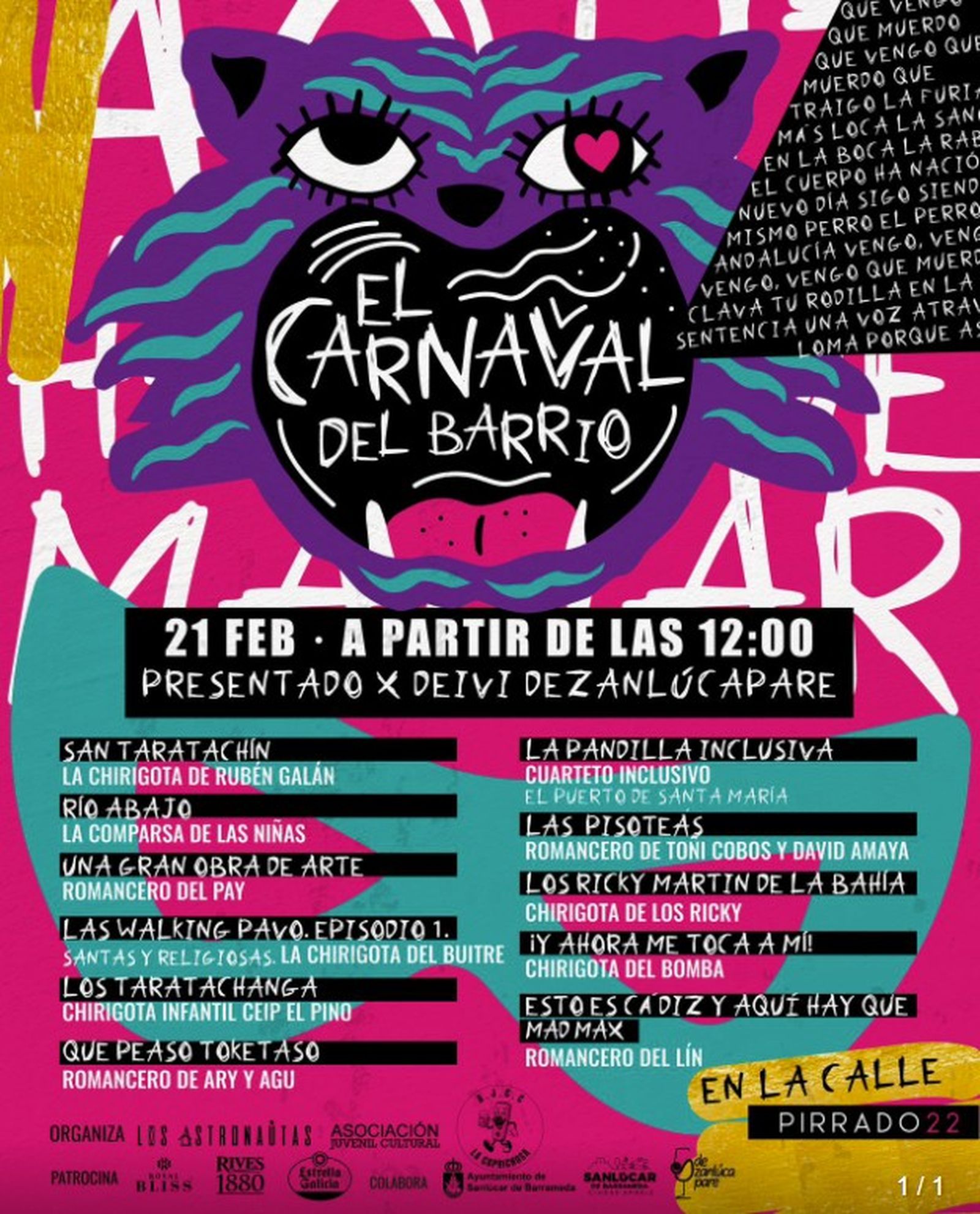 Cartel del Carnaval del Barrio 2026, en Sanlúcar.