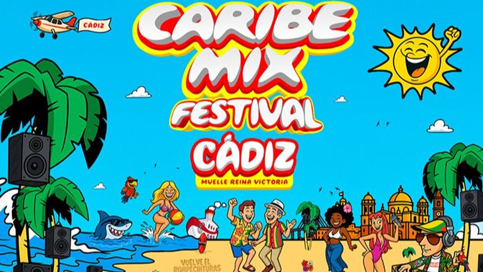 Cartel de la parada en Cádiz del Caribe Mix Festival.