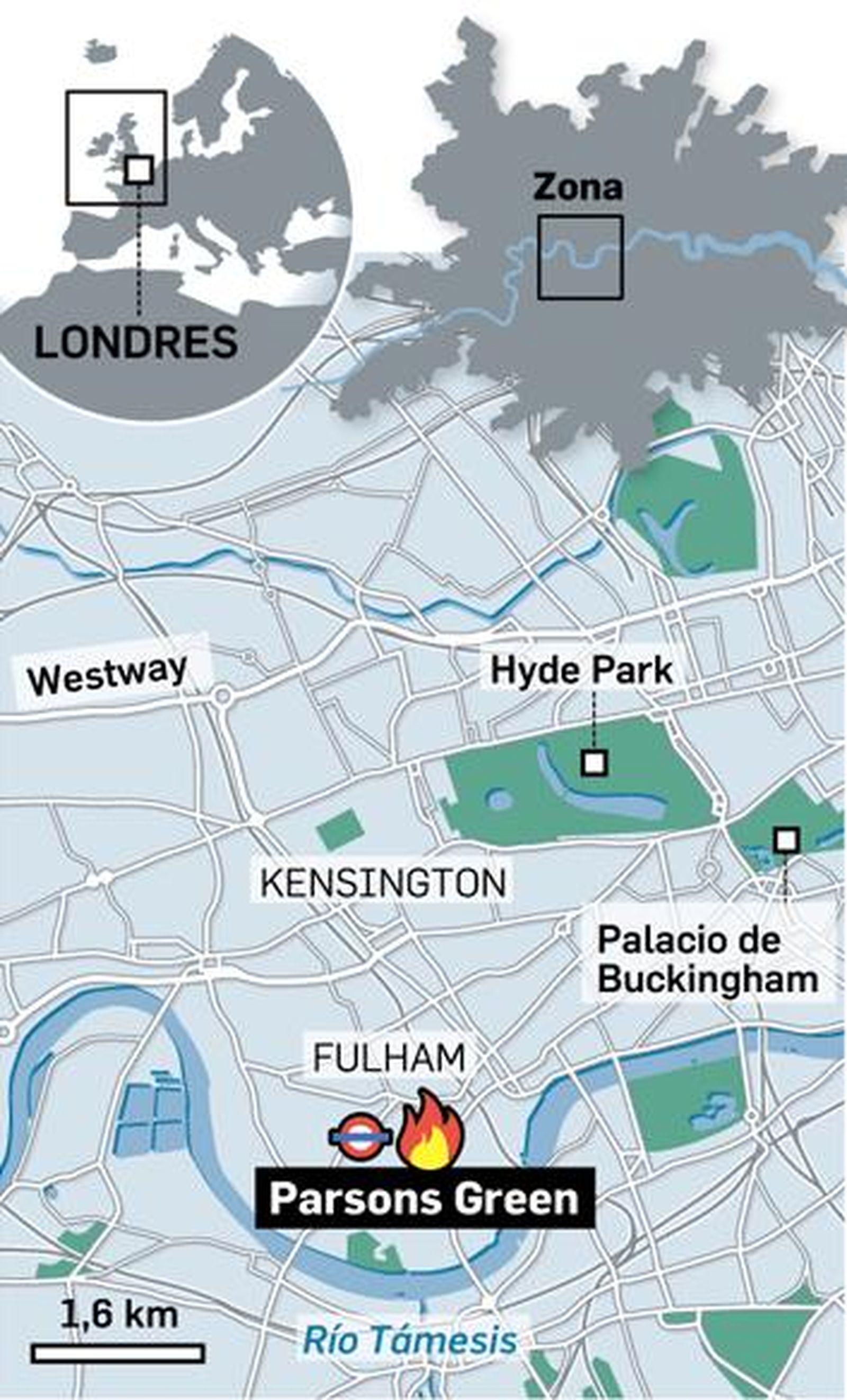 Localizador del atentado en Londres