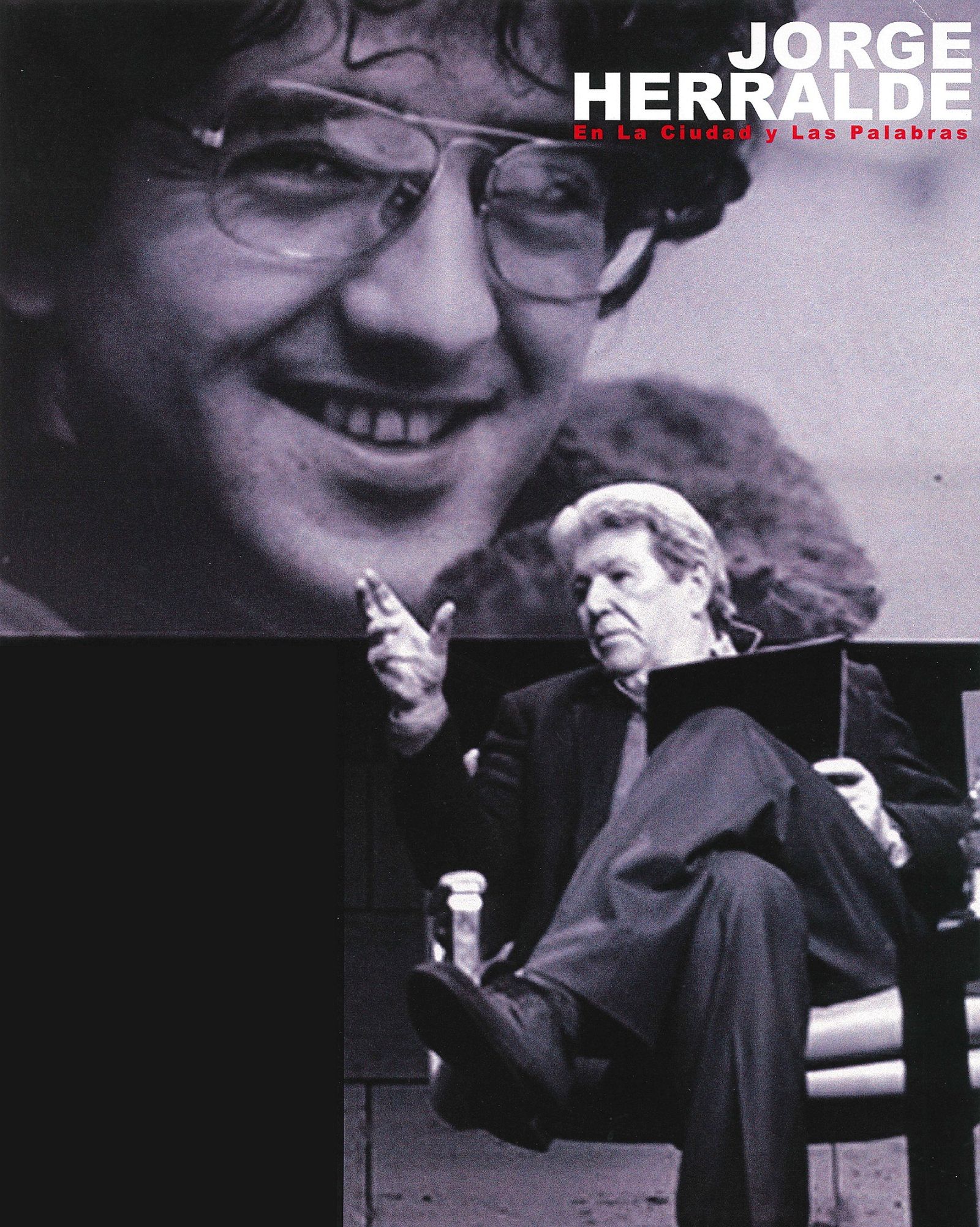 Conferencia de Jorge Herralde en la Universidad Católica de Chile, con Roberto Bolaño al fondo.