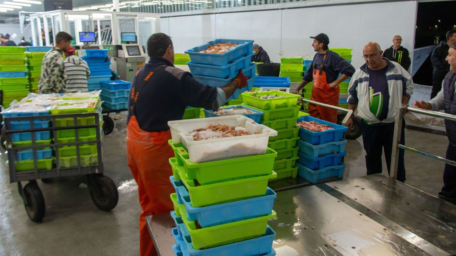 - Pescadores  en la lonja de Motril  tras un dia de faena | Imagen de archivo