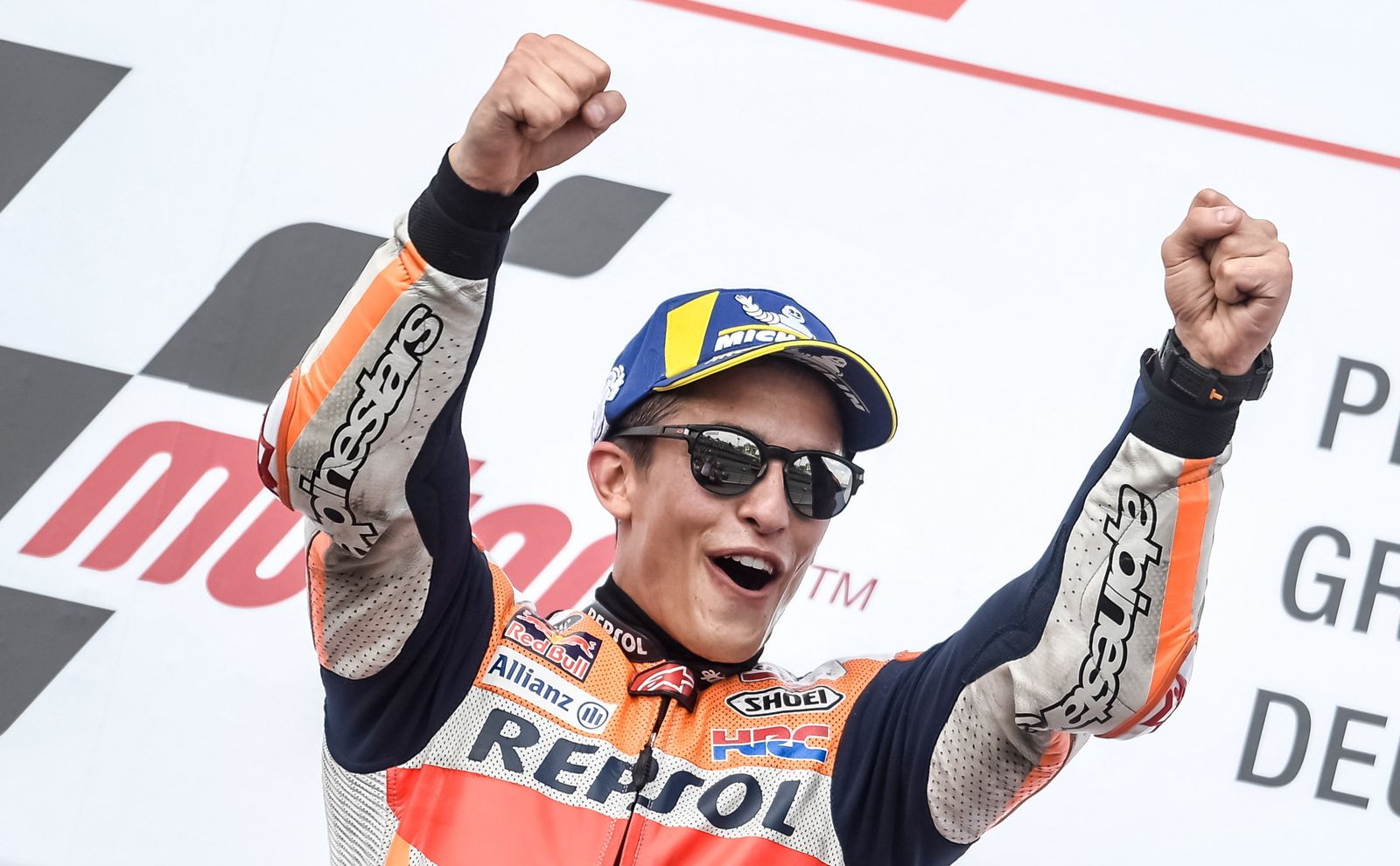 Marc Márquez, tras imponerse en el Gran Premio de Alemania.