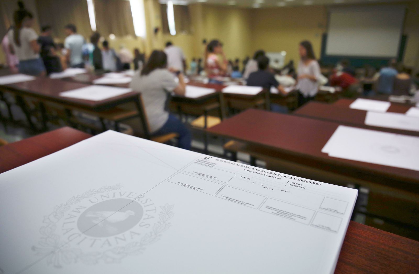 Uno de los exámenes de la PEVAU en la Universidad de Málaga.