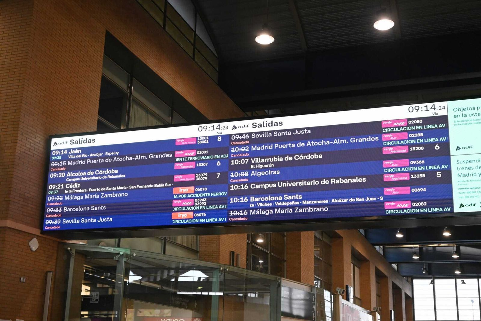 Estación de tren de Córdoba esta mañana.