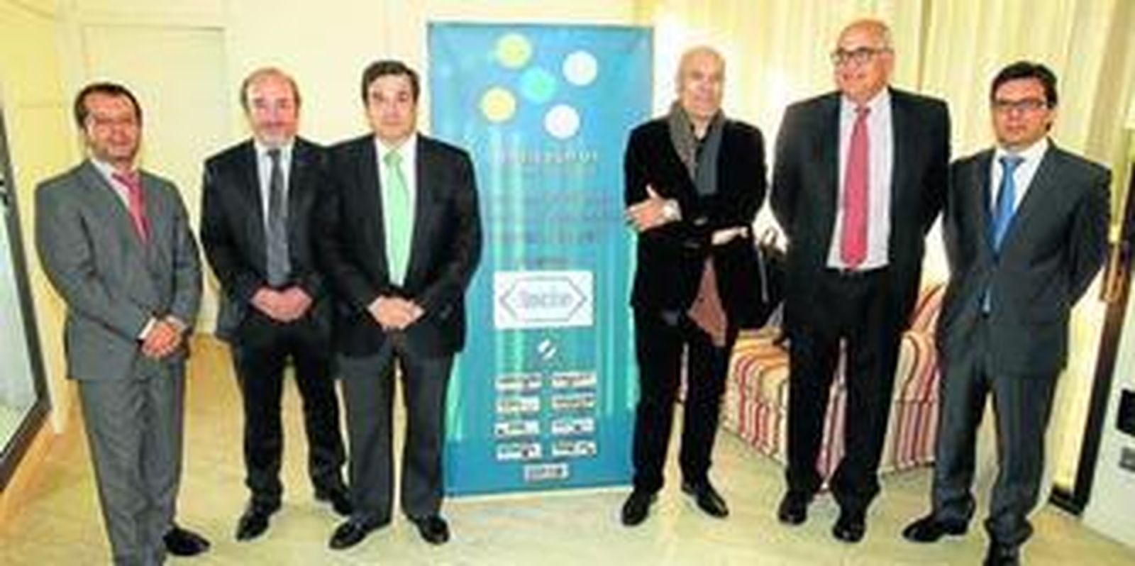 Juan Manuel Marqués, José Manuel Aranda, Enrique Aranda, Martín Blanco, Federico Plaza y Ramón Morillo, en una imagen previa al coloquio.