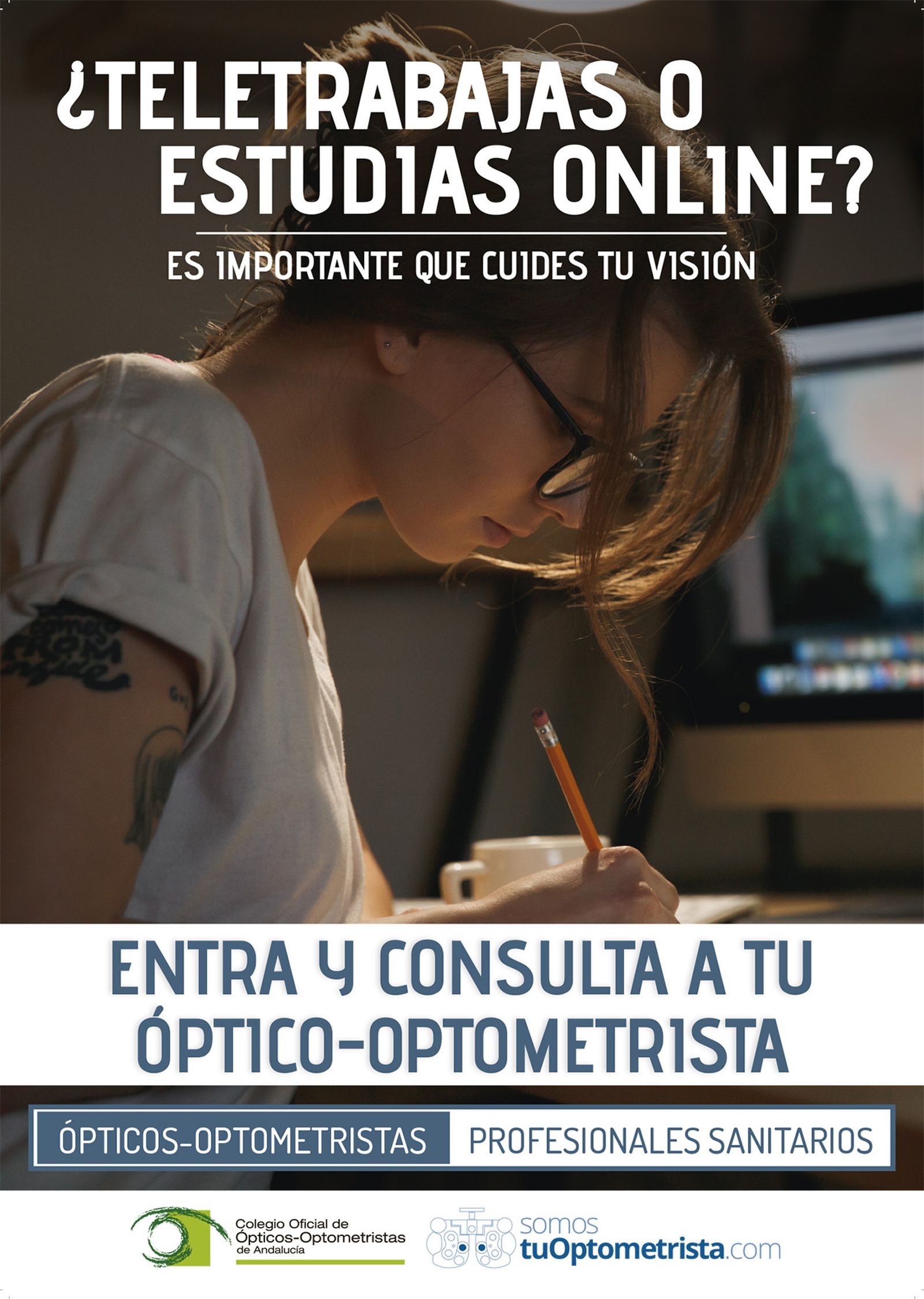 Cartel Campaña Teletrabajo y estudios on line.