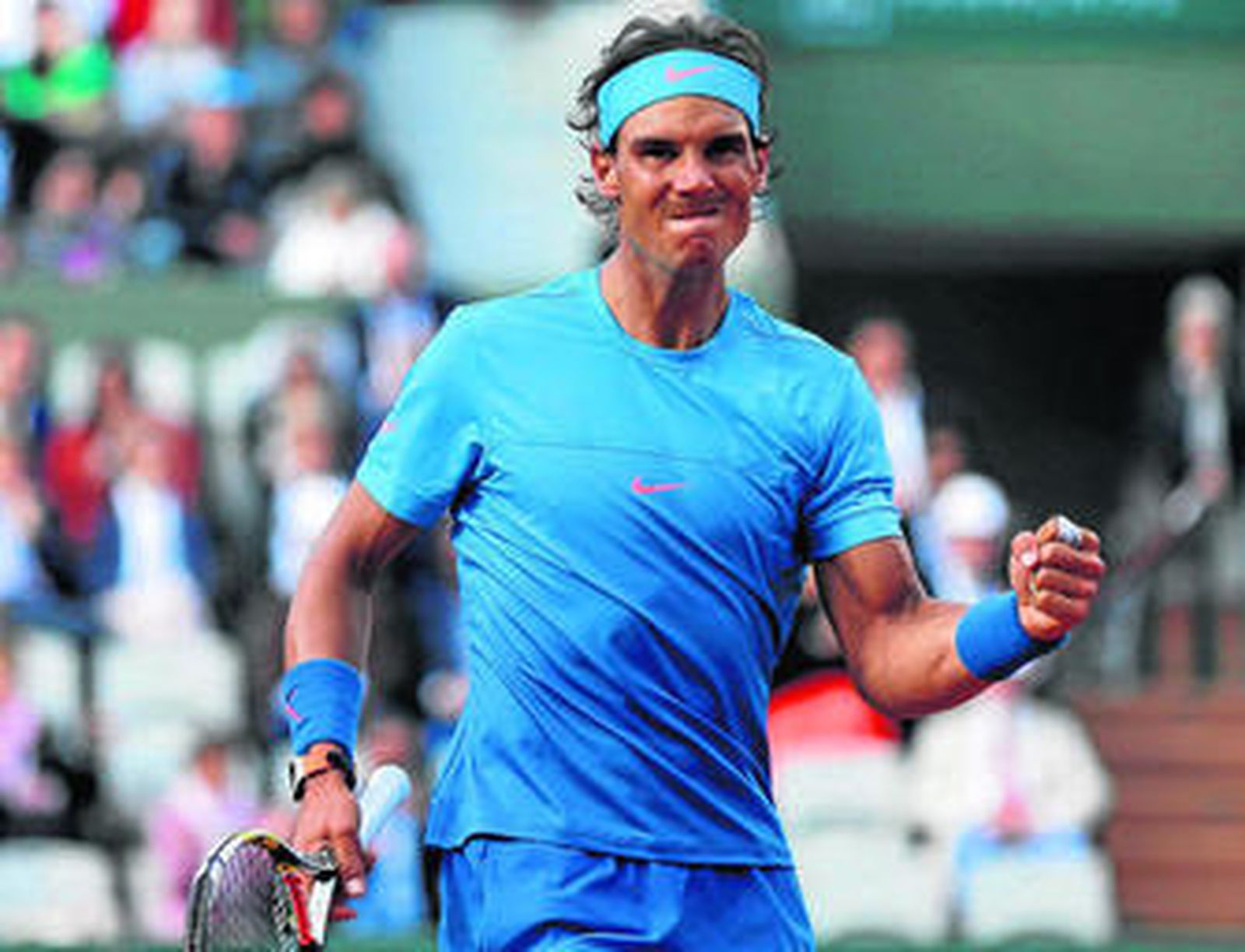 Nadal celebra la consecución de un punto durante su encuentro ante el estadounidense Sock.