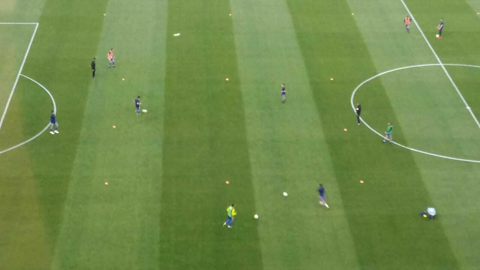 Una imagen del calentamiento del Cádiz.