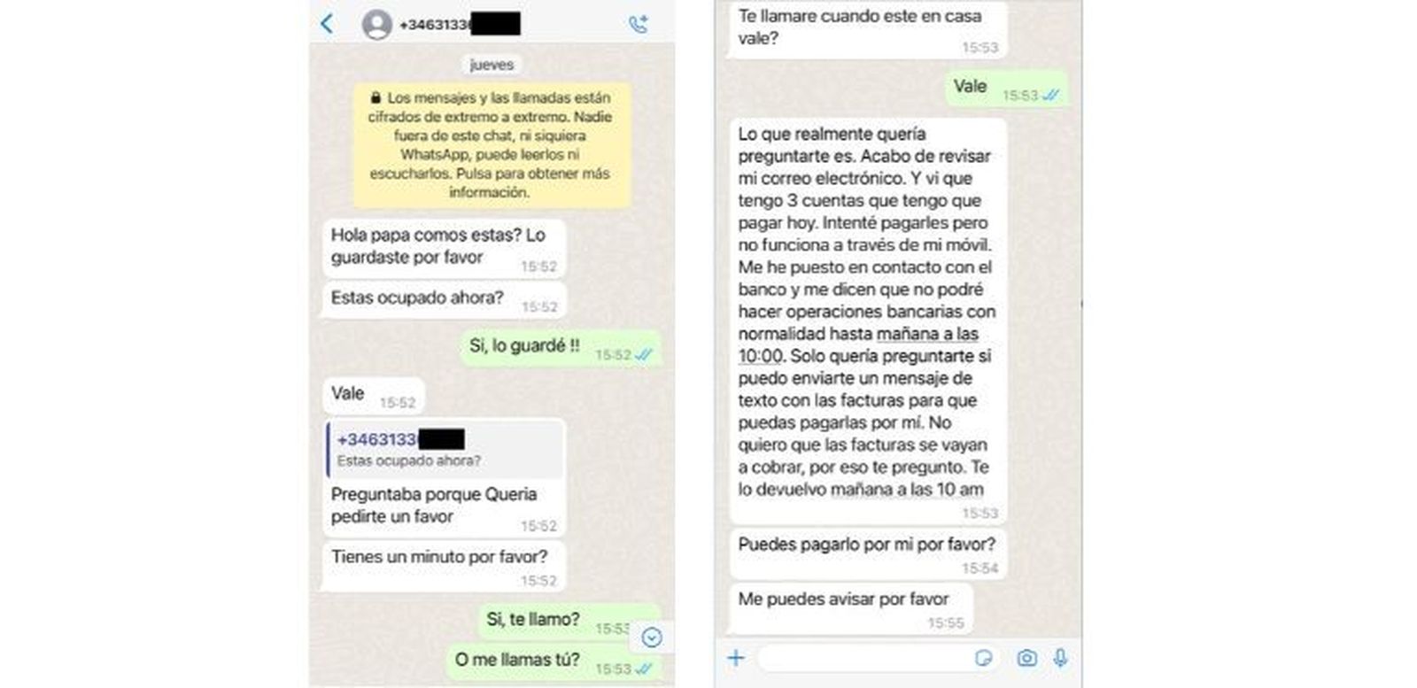 Así son algunos de los mensajes que llegan a los móviles con el objetivo de estafar