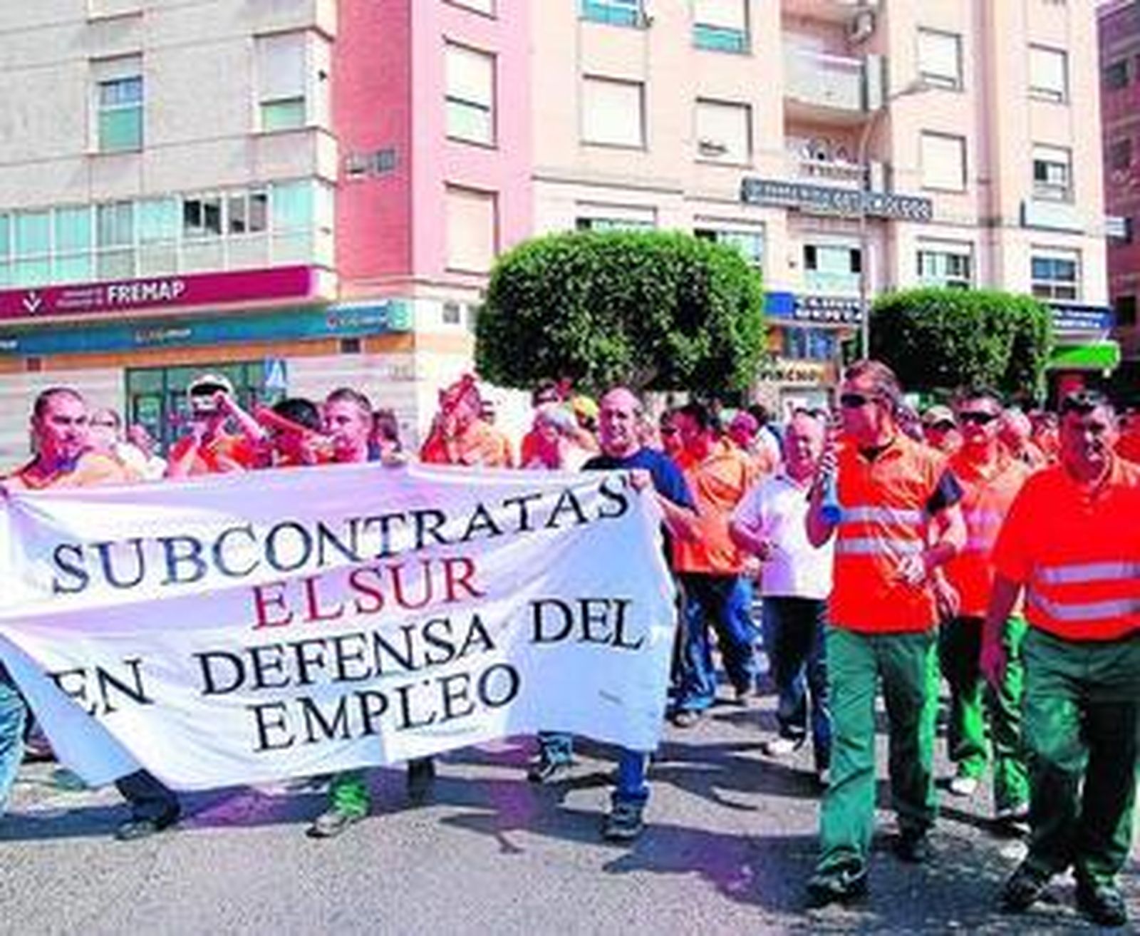 Trabajadores de Elsur en una manifestación.