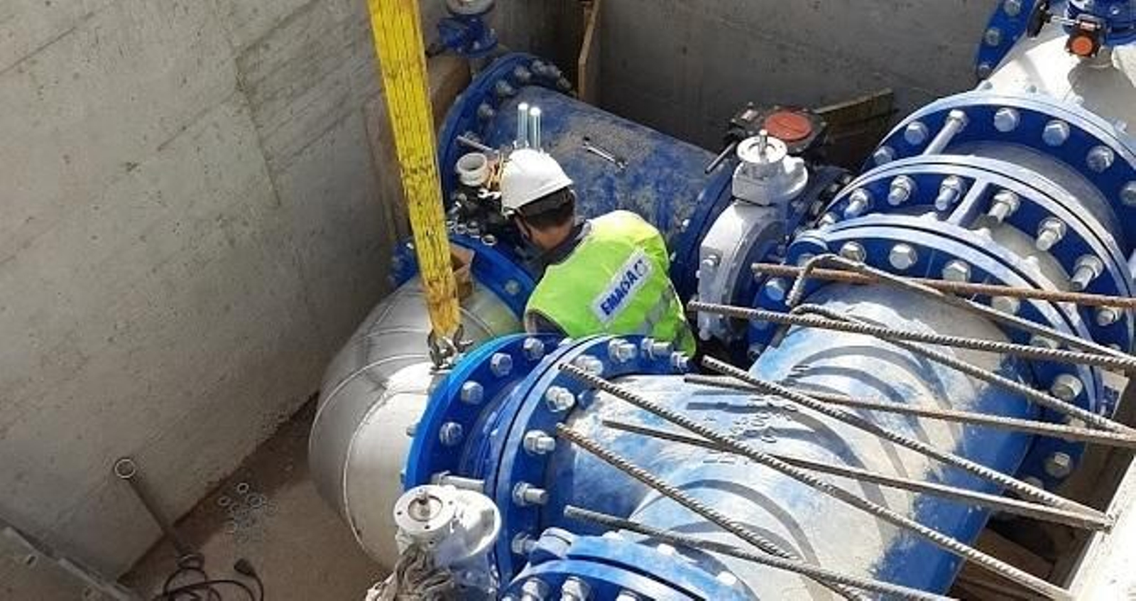 Detalle de la conexión de arterias junto a la Estación de Bombeo de Olmo.
