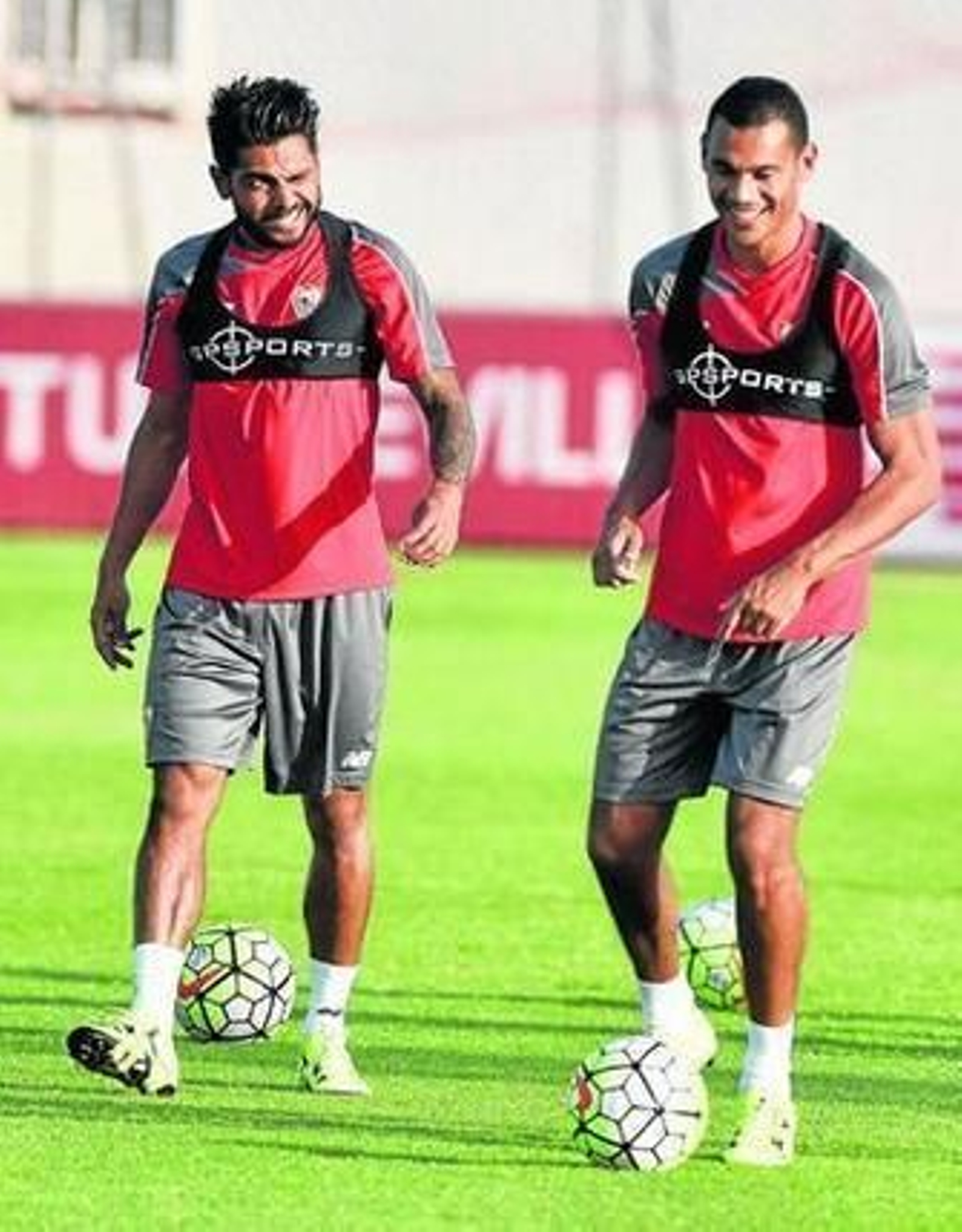 Tremoulinas y Kolodziejczak, en la sesión de ayer.