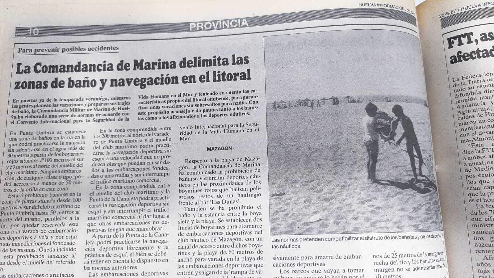 Bañarse en las playas de Huelva en 1987: estas eran las zonas de baño prohibidas