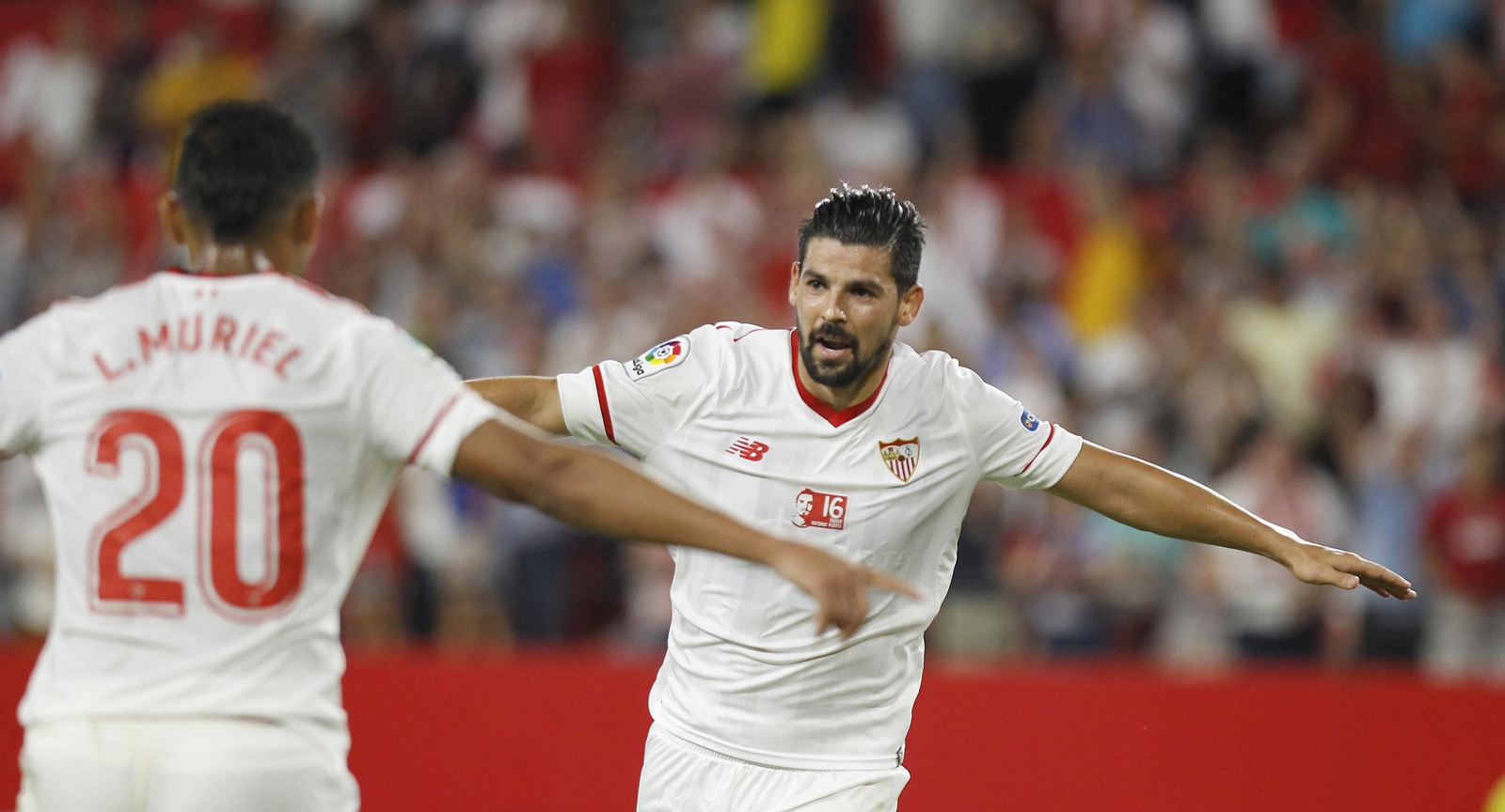 Nolito celebra su tanto al Roma.