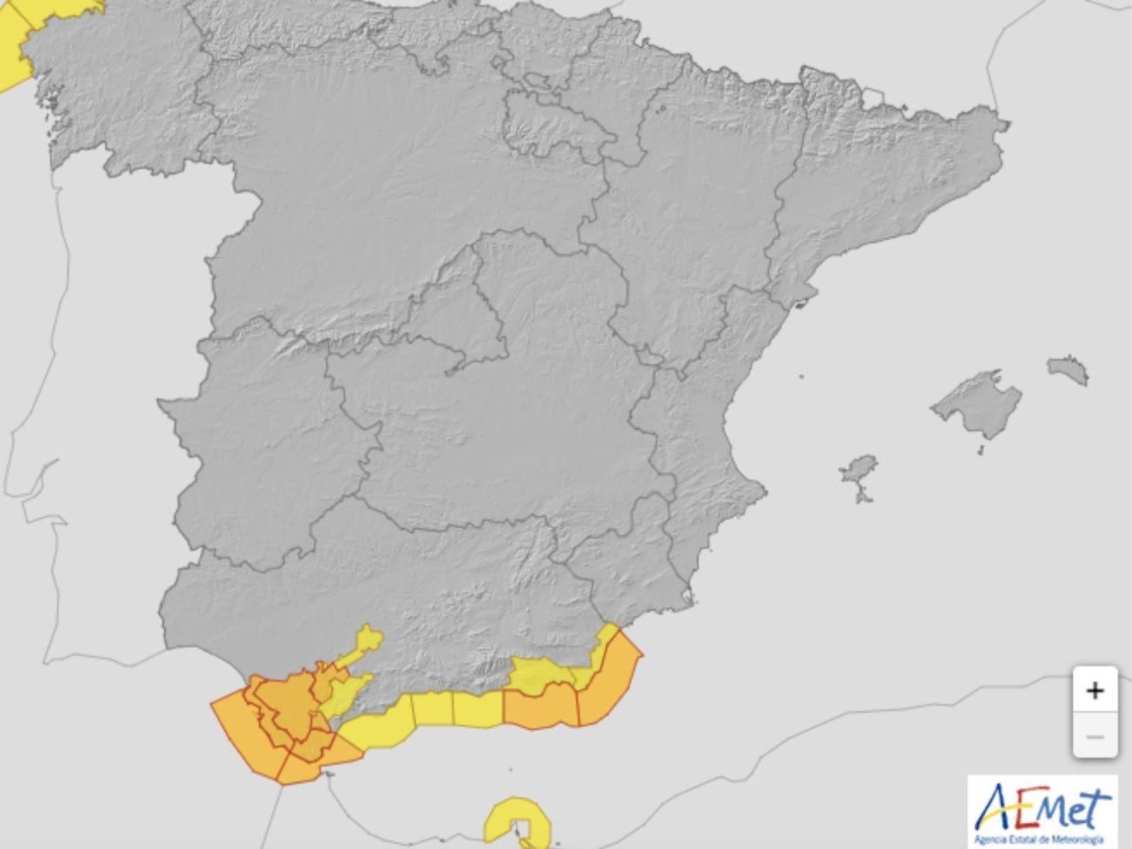 Alertas naranjas y amarillas en Andalucía durante la jornada del jueves 10 de abril