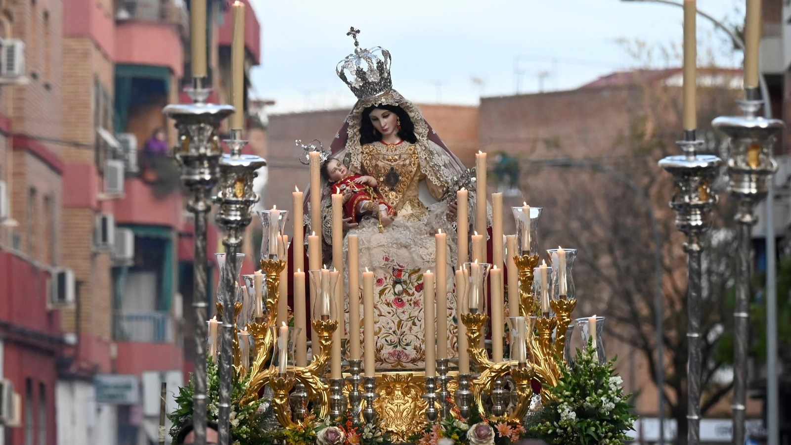 La Virgen de Belén, durante la procesión de 2024.