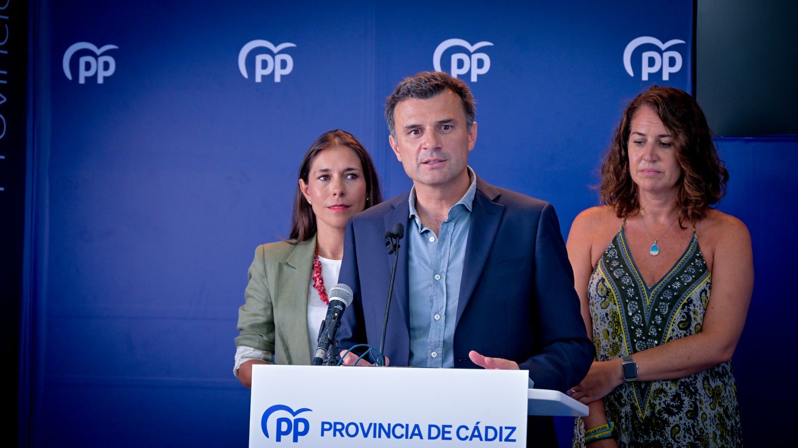 Bruno García, presidente provincial del PP, durante la rueda de prensa de este martes