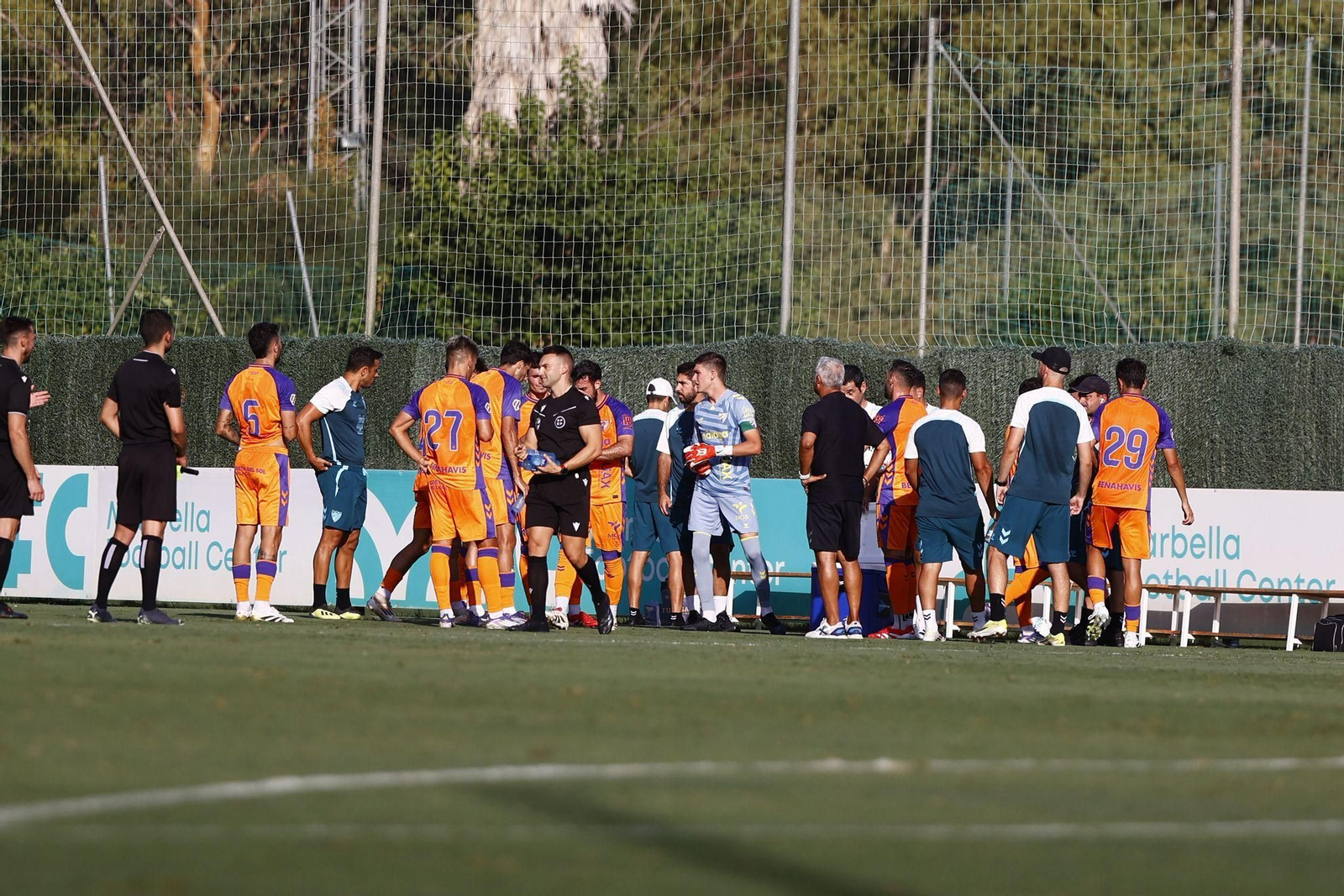 El Málaga CF. durante un partido en el Marbella Football Center