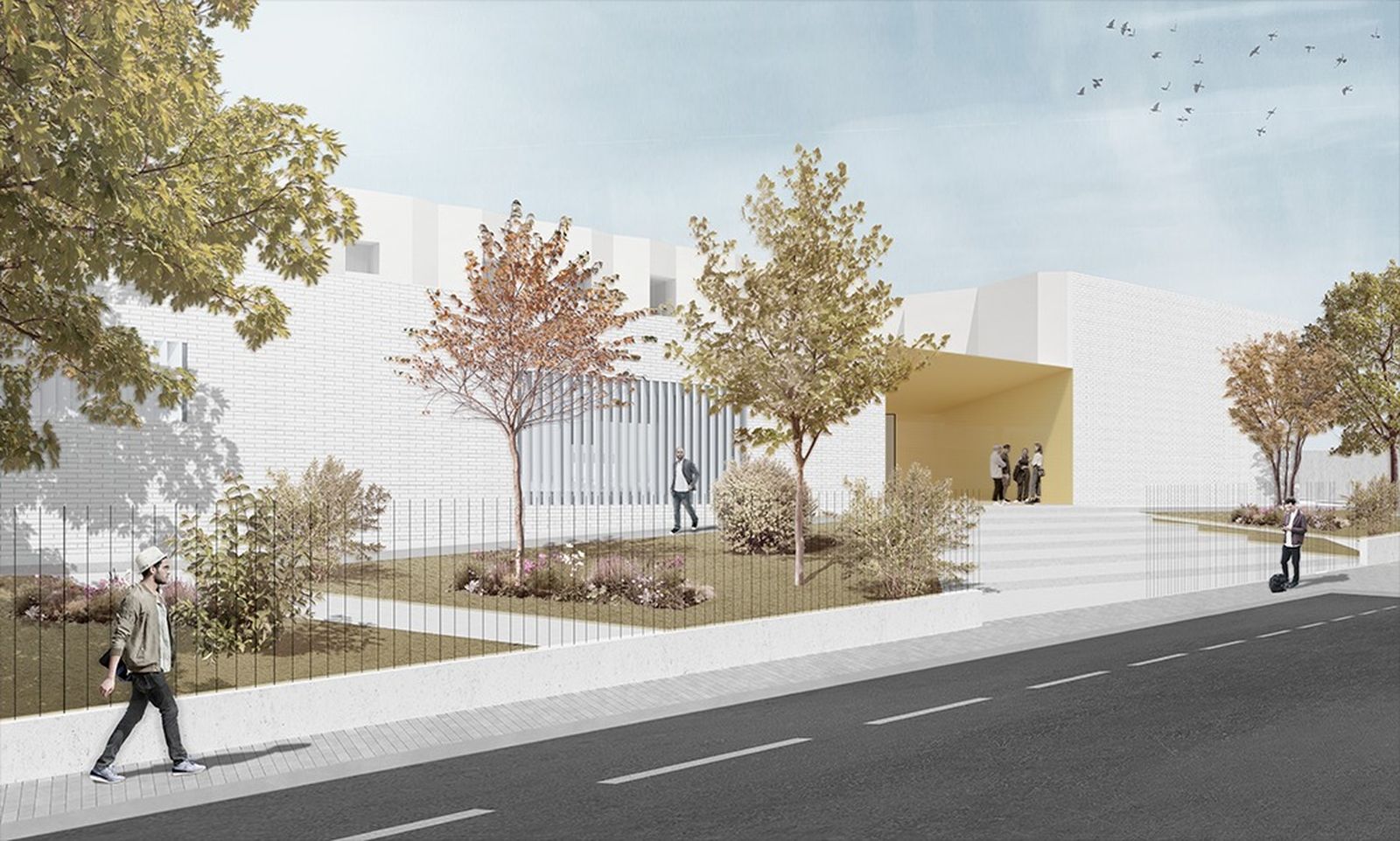 Exterior acceso amarillo