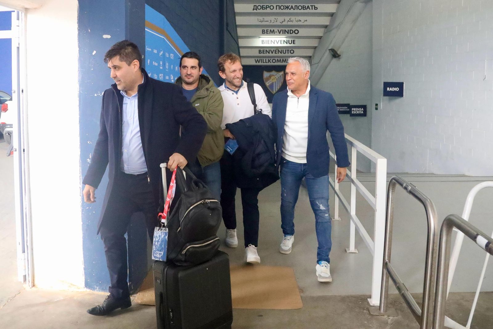La visita de la AFE a La Rosaleda para reunirse con el Málaga CF, en fotos