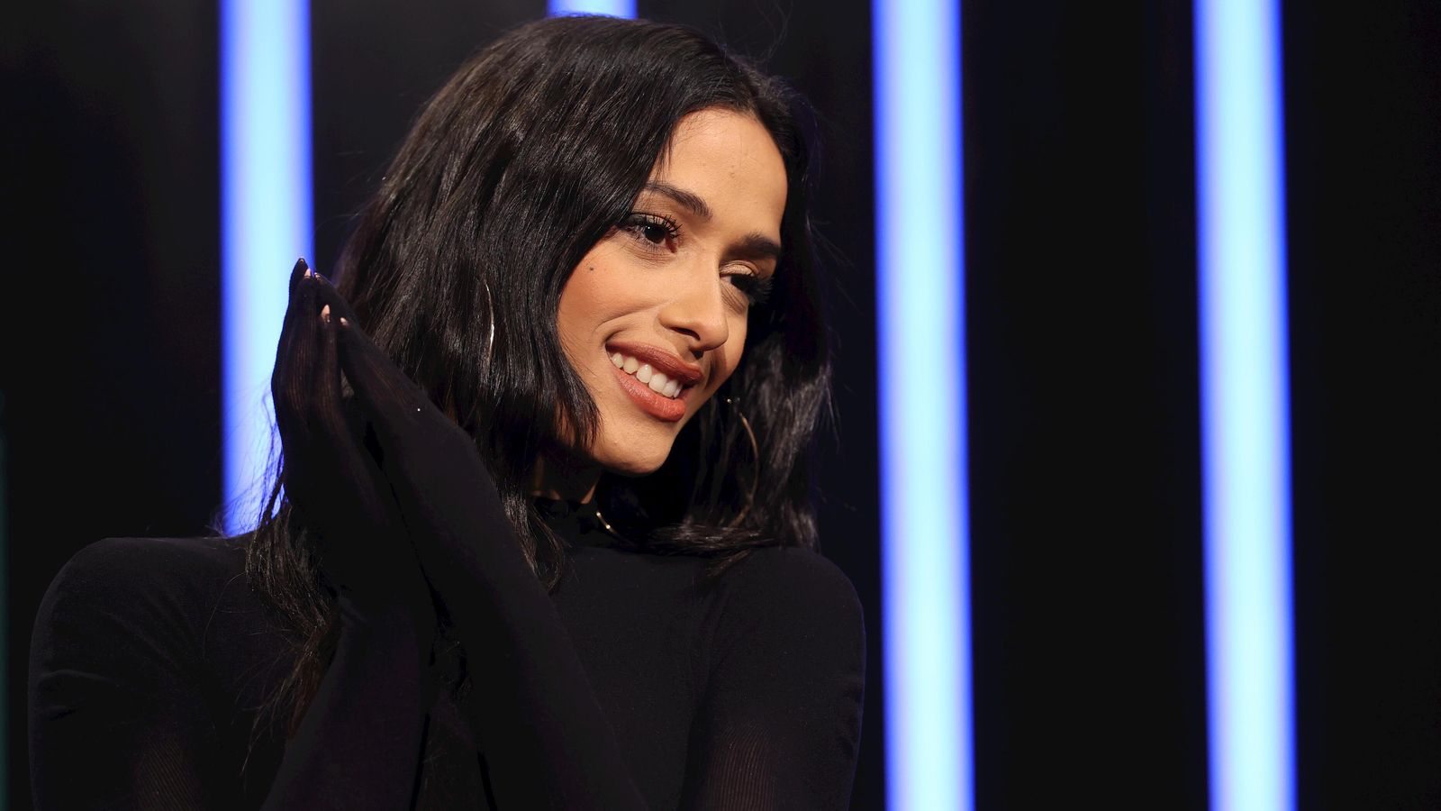 Primer plano de Chanel en la rueda de prensa de este martes.