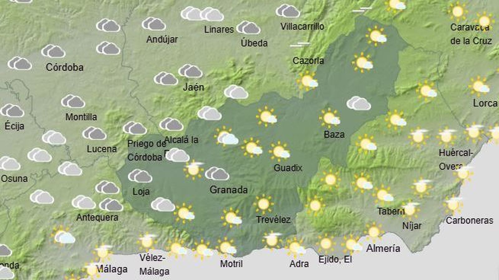 El Tiempo en Granada el 22 de enero de 2026