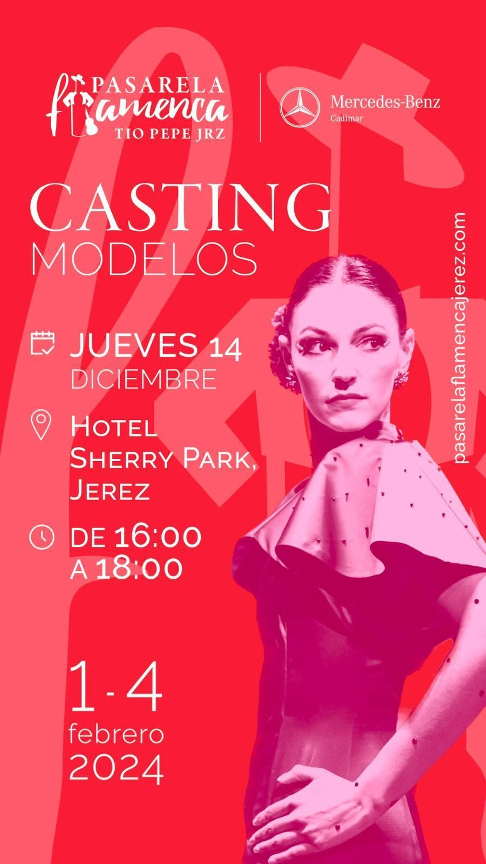 Cartel del casting para la Pasarela Flamenca Jerez 2024