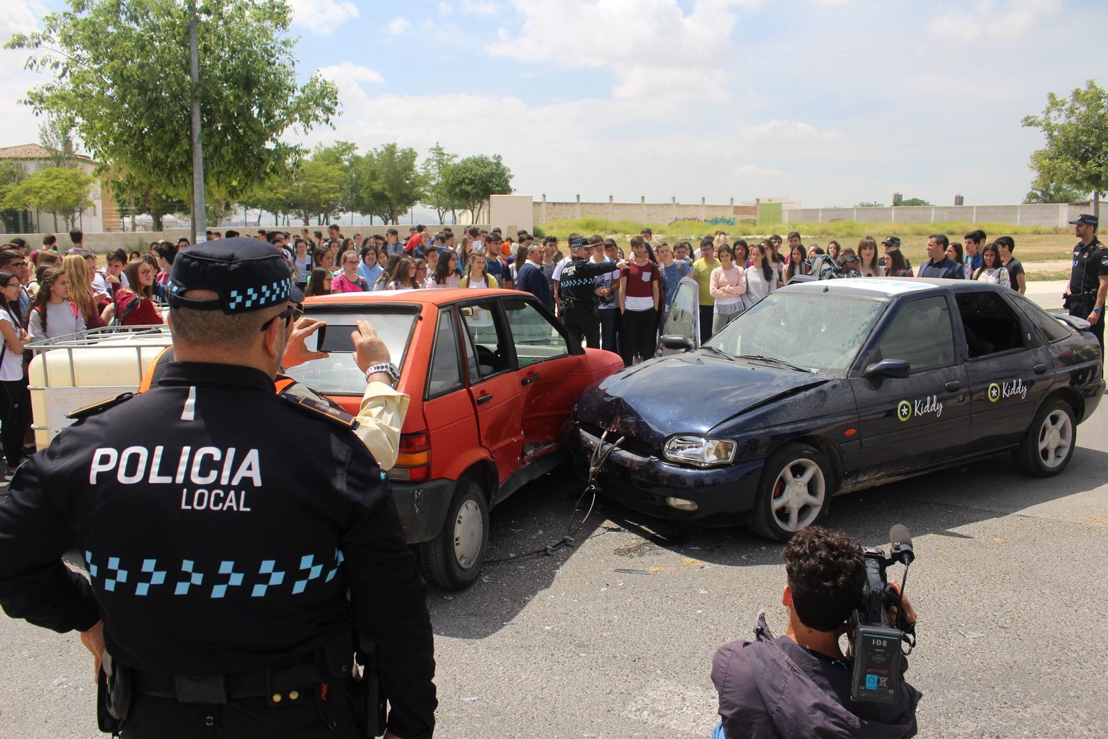Simulacro de accidente de tráfico.