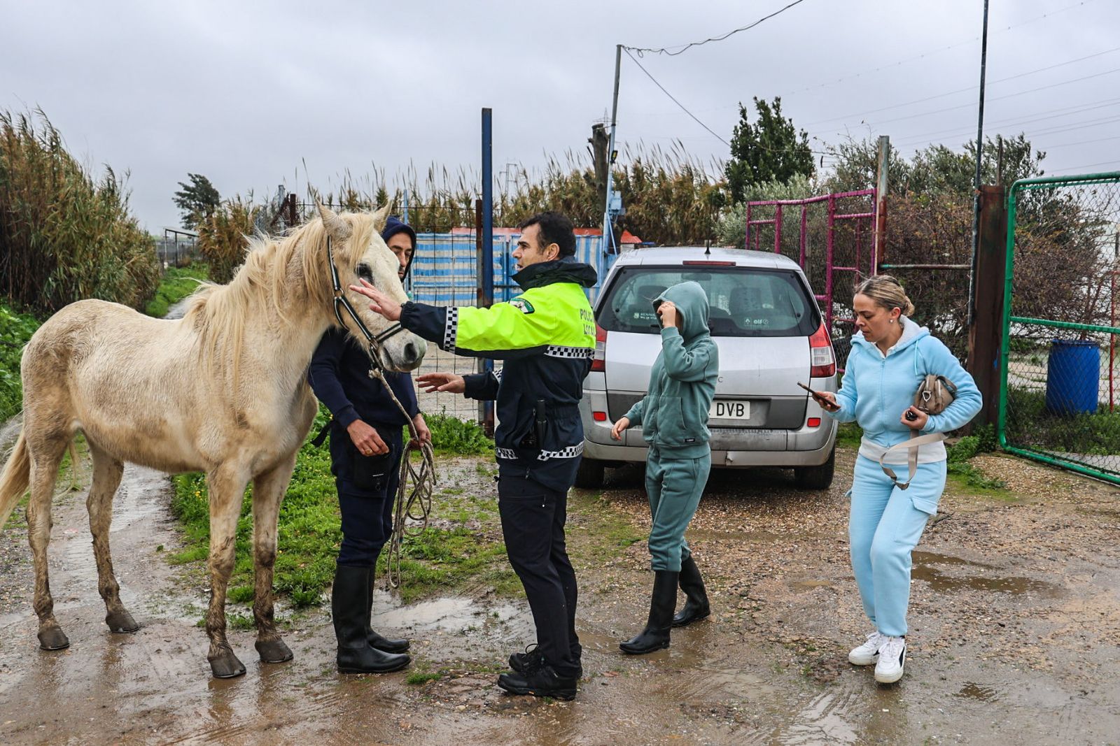 Fotografías del desalojo de familias y animales en Peguerillas por la borrasca Leonardo