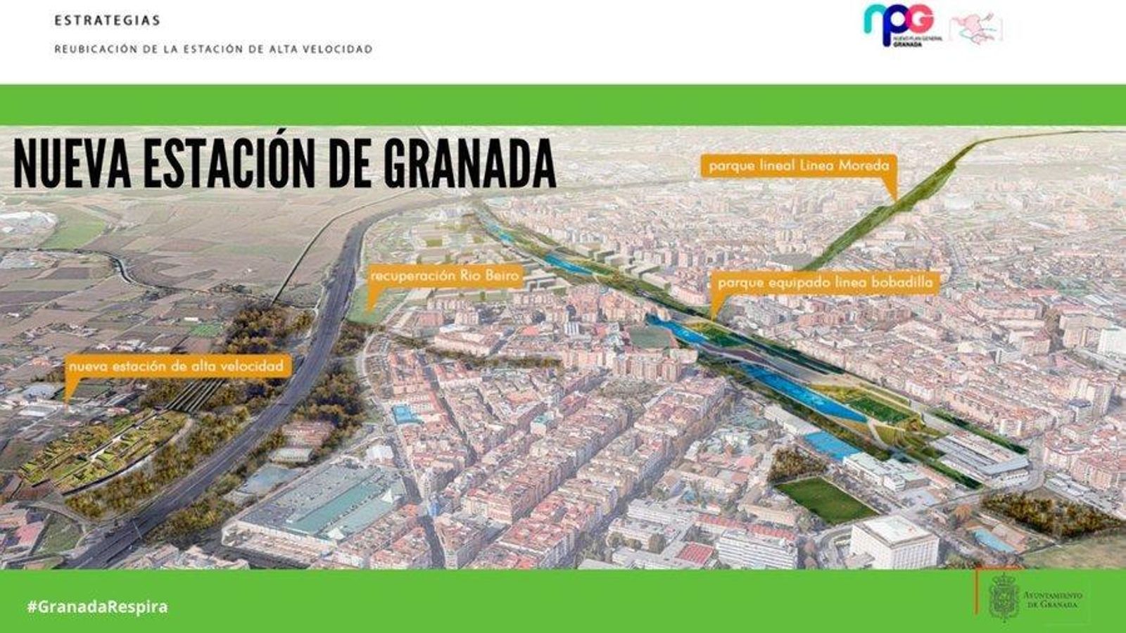 Reubicación de la estación propuesta en el nuevo Plan General de Granada.