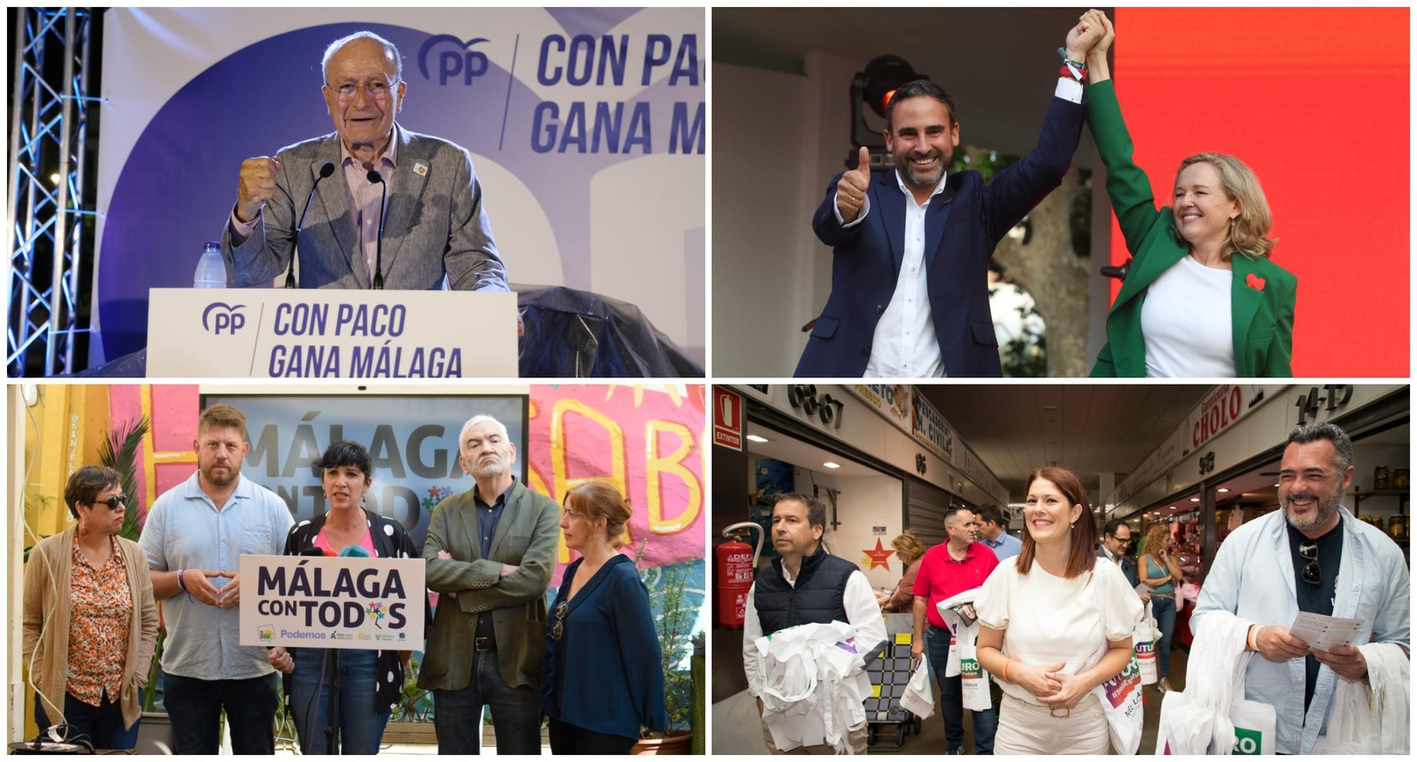 De la Torre, Pérez, Morillas y Losada, en el cierre de campaña de las elecciones municipales en Málaga.