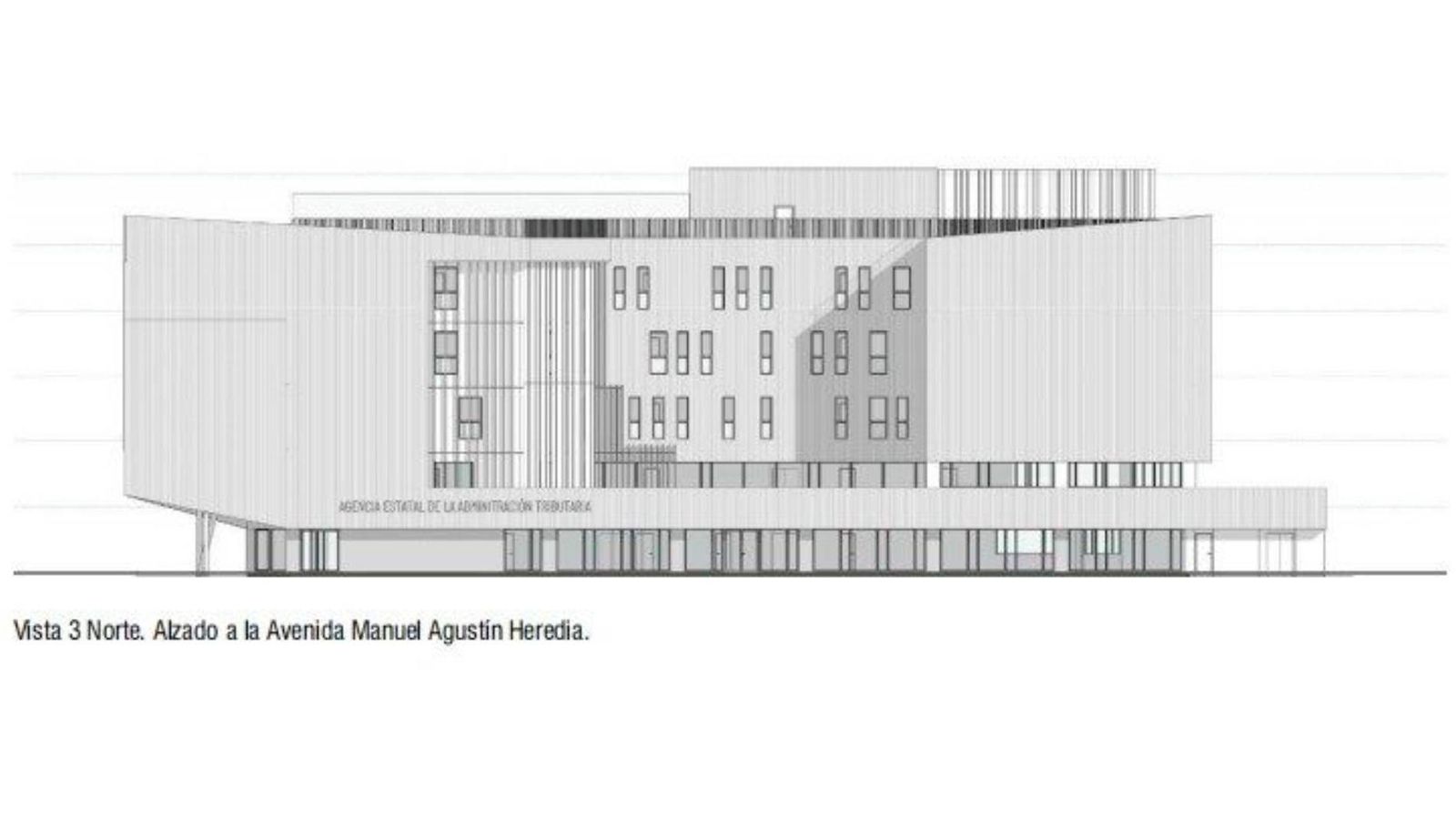Alzado del edificio de la Agencia Tributaria.