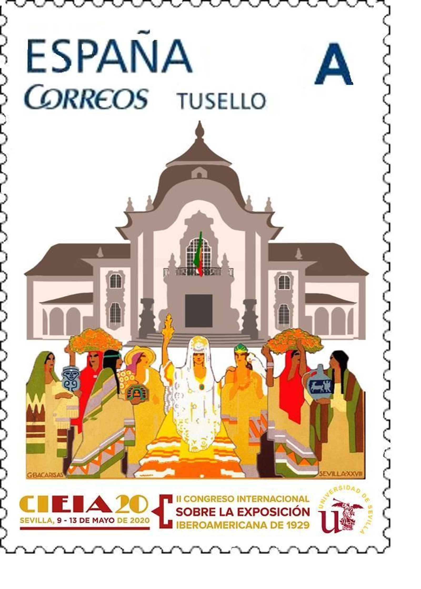 Sello emitido con motivo del II Congreso Internacional sobre la Exposición Iberoamericana de 1929.