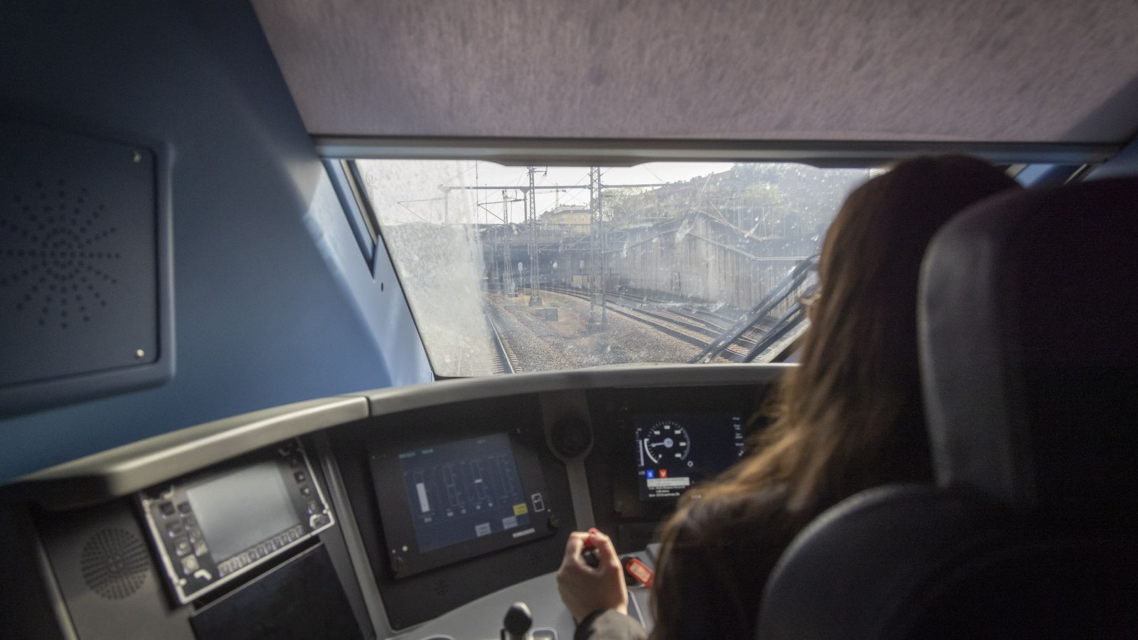 En la cabina del tren en dirección a Madrid.