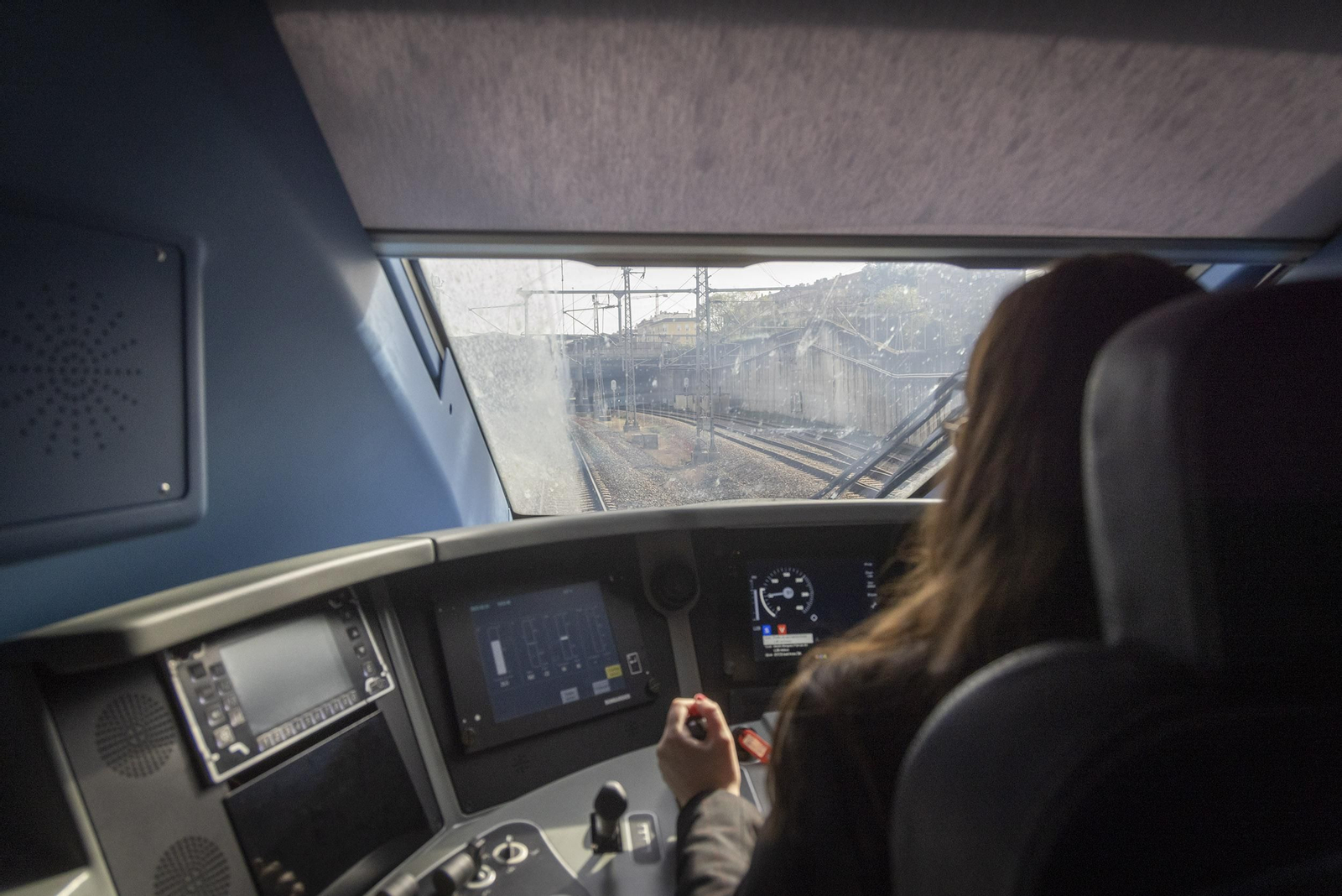 En la cabina del tren en dirección a Madrid.