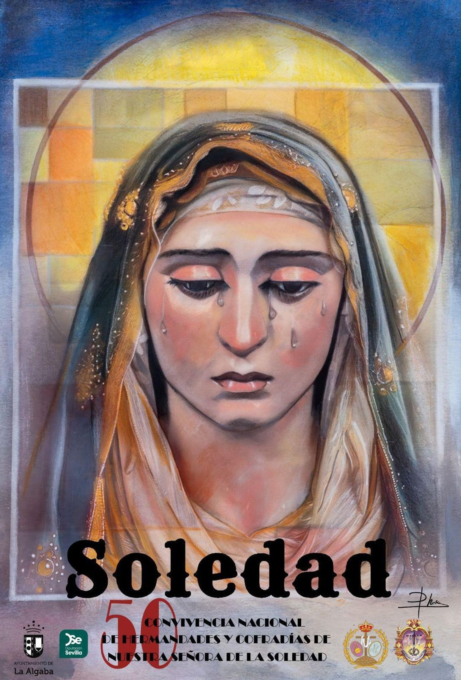 El cartel de Pablo Rosa, donde se reproduce el rostro de la Soledad de La Algaba.