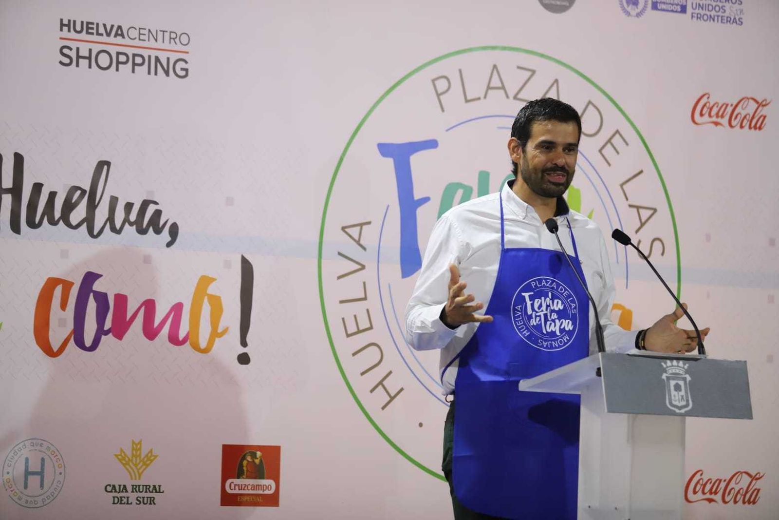 El chef Enrique Sánchez durante un momento del pregón de la Feria de la Tapa de Huelva 2019.