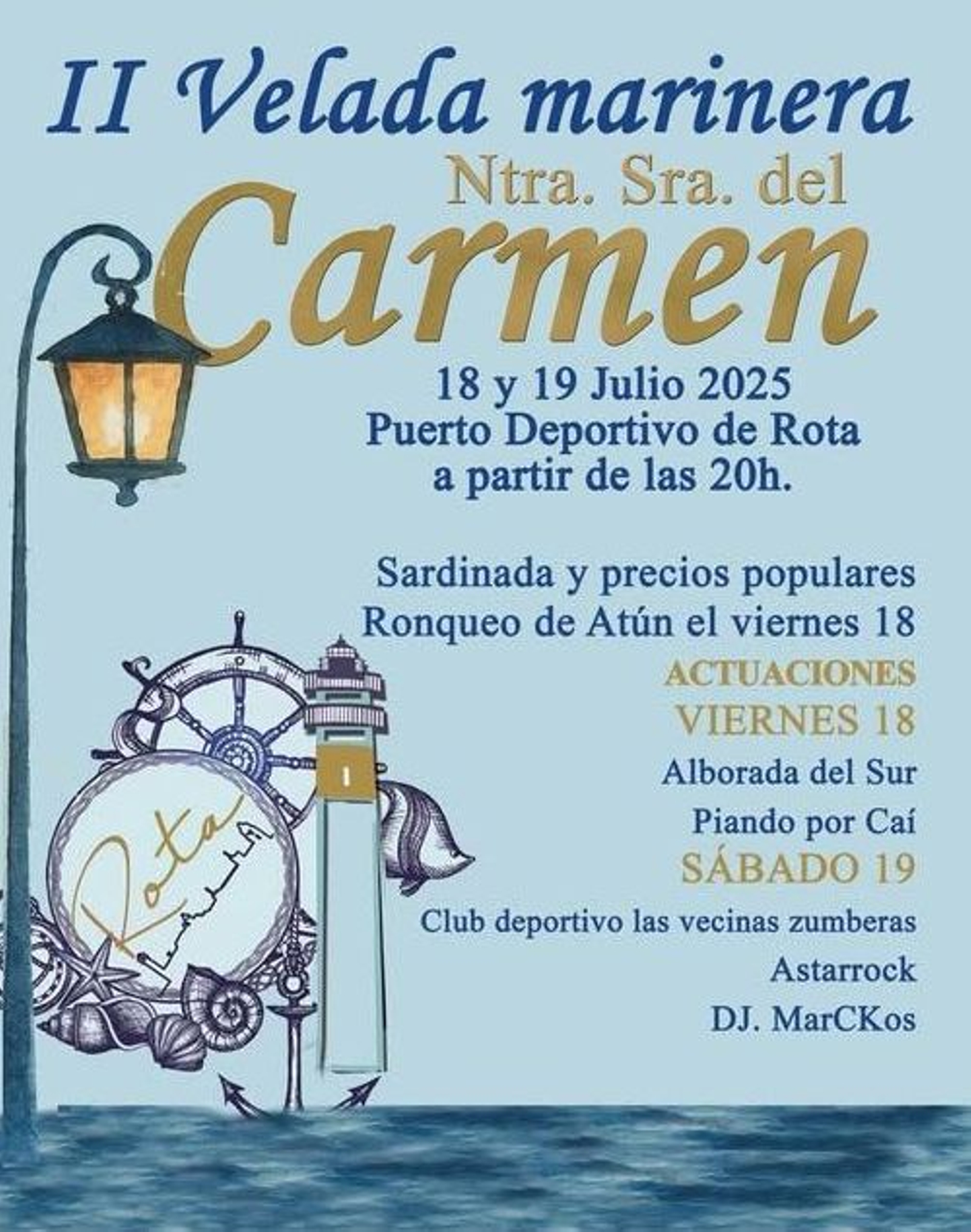 Cartel de la II Velada marinera Ntra. Sra. del Carmen, en Rota.