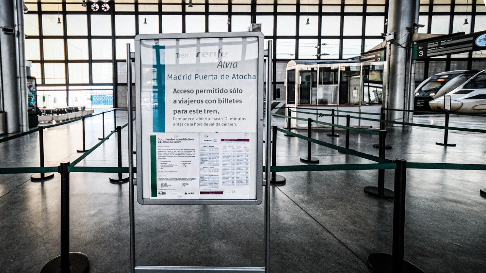 Imagen del hoy del acceso al andén en el que estaciona el tren Alvia con destino a Madrid.