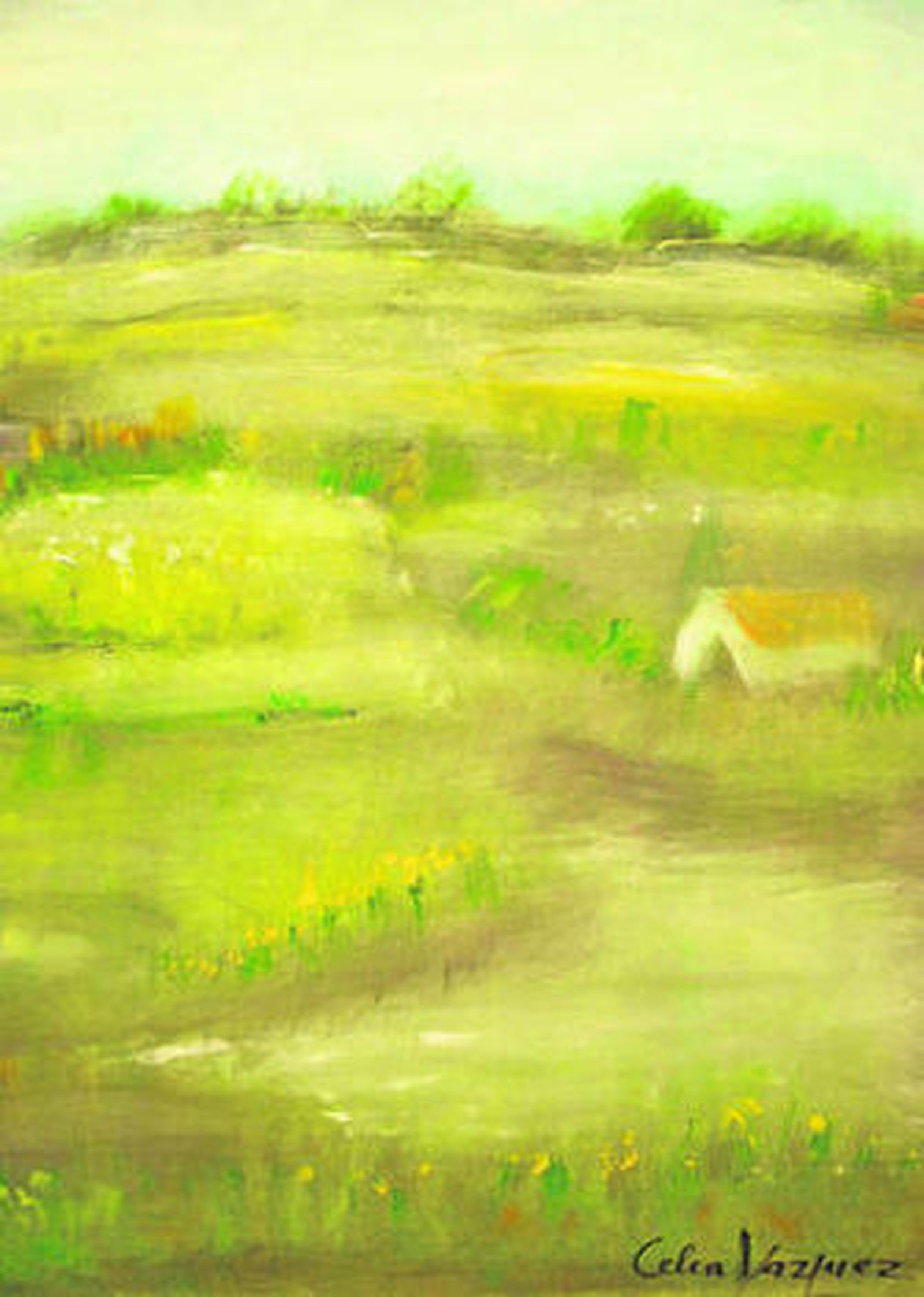 Cuadro de la pintora Celia Vázquez (arriba a la derecha)