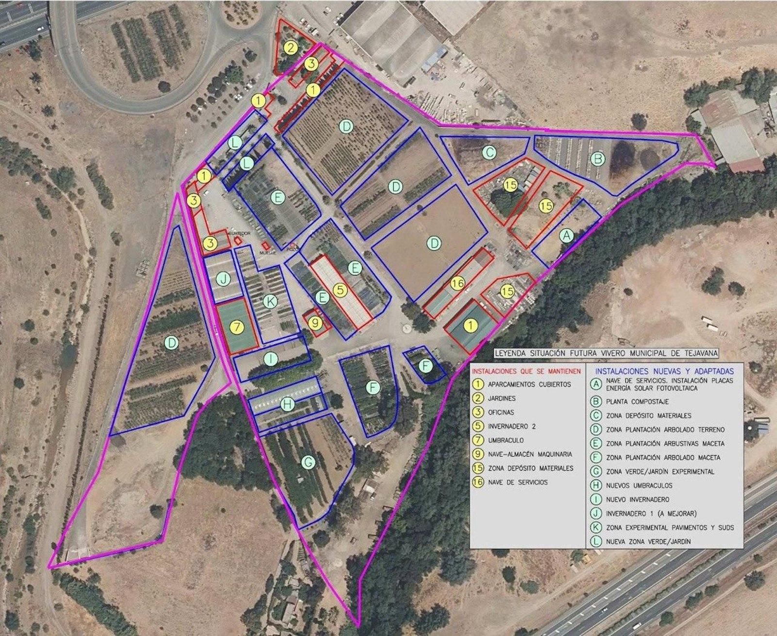 Plano del proyecto del vivero municipal de Tejavana