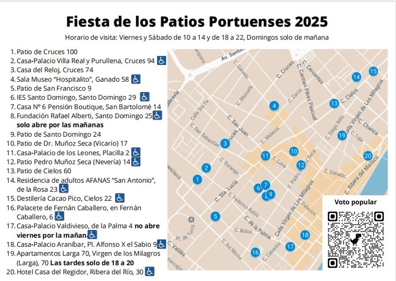 El listado de los patios participantes este año.