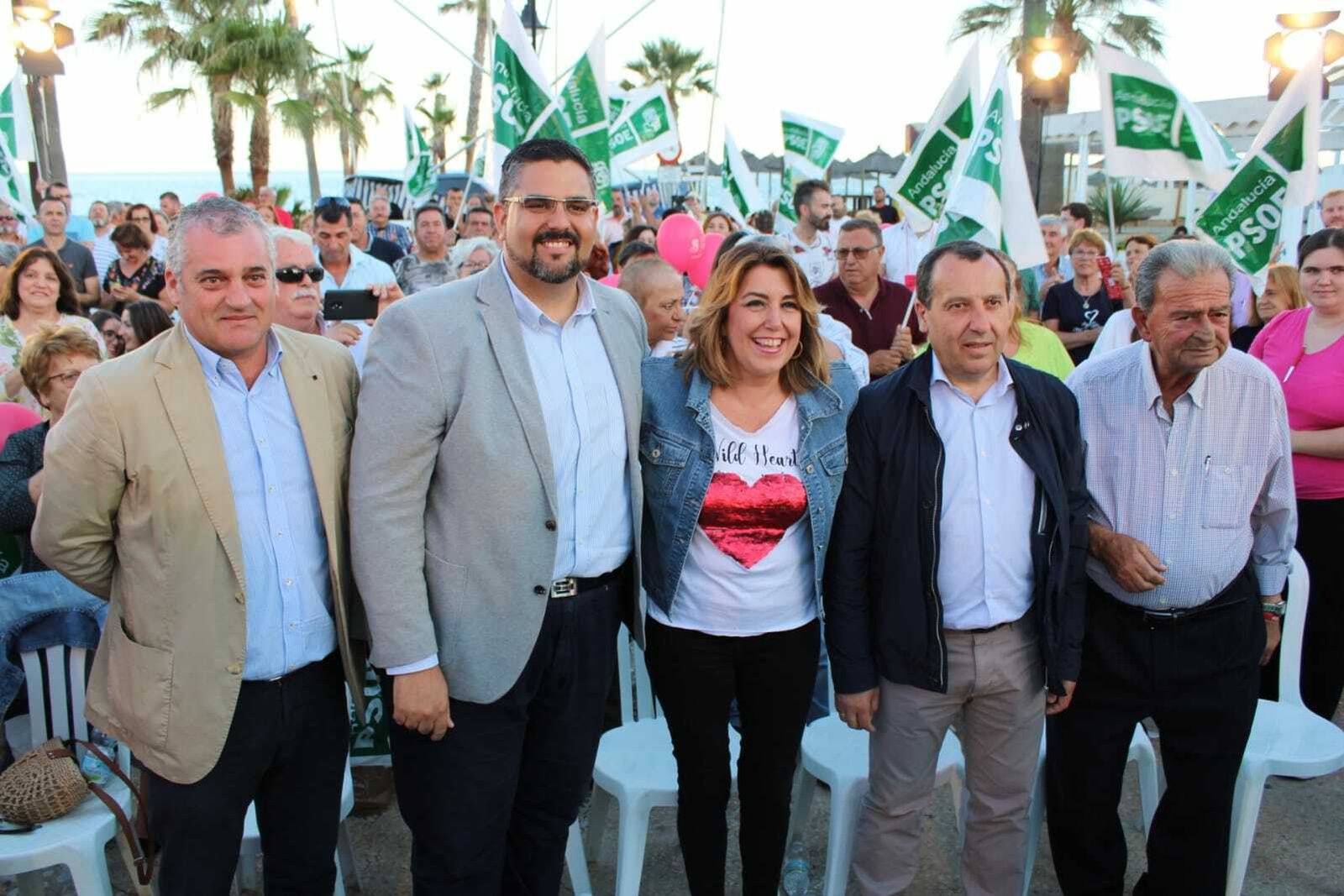 Susana Díaz, Josele González, José Luis Ruiz Espejo y Javier Carnero en una visita a Mijas el lunes