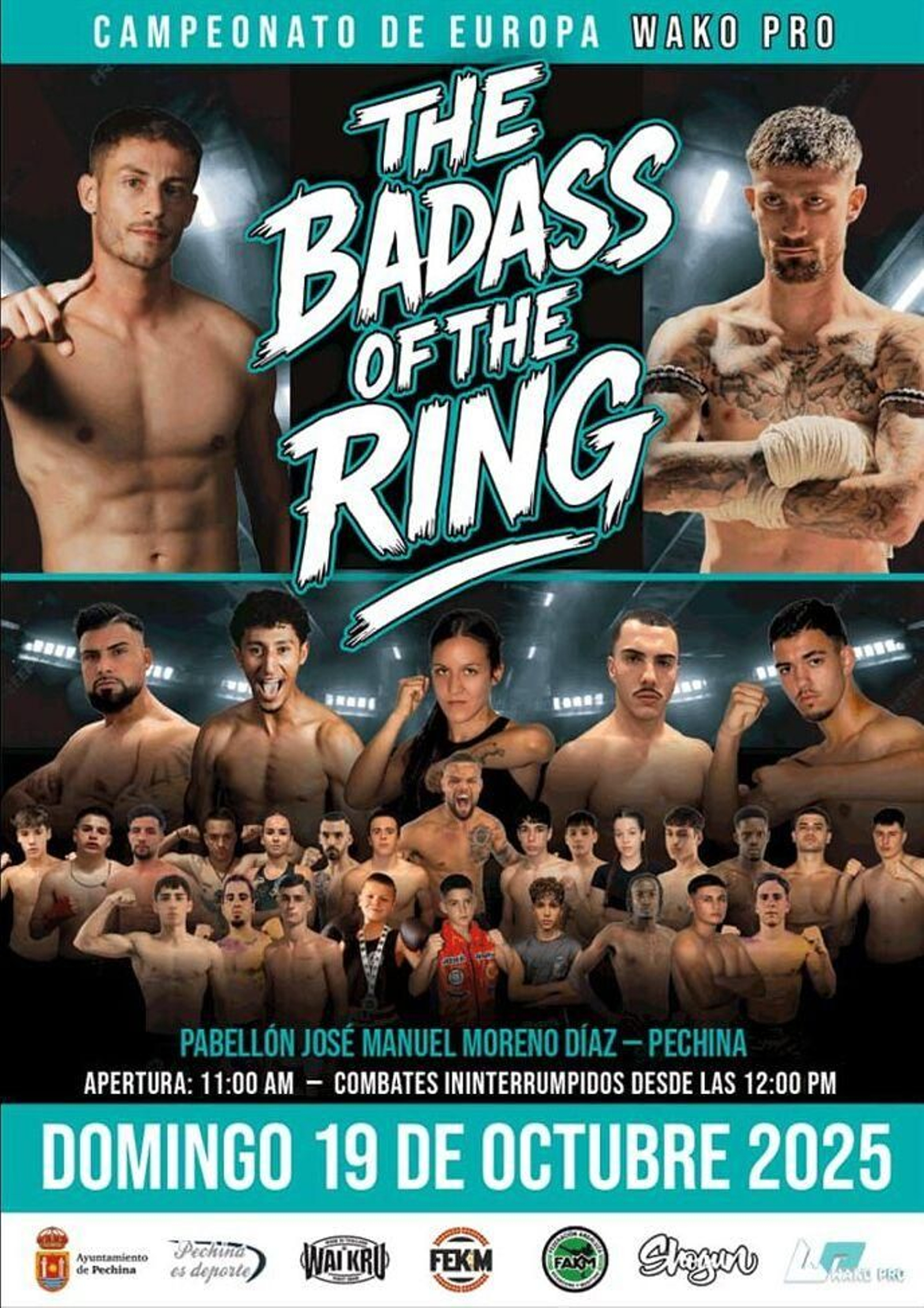 Cartel del Campeonato de Europa Wako Pro que se celebrará el próximo 19 de octubre en la localidad almeriense de Pechina.