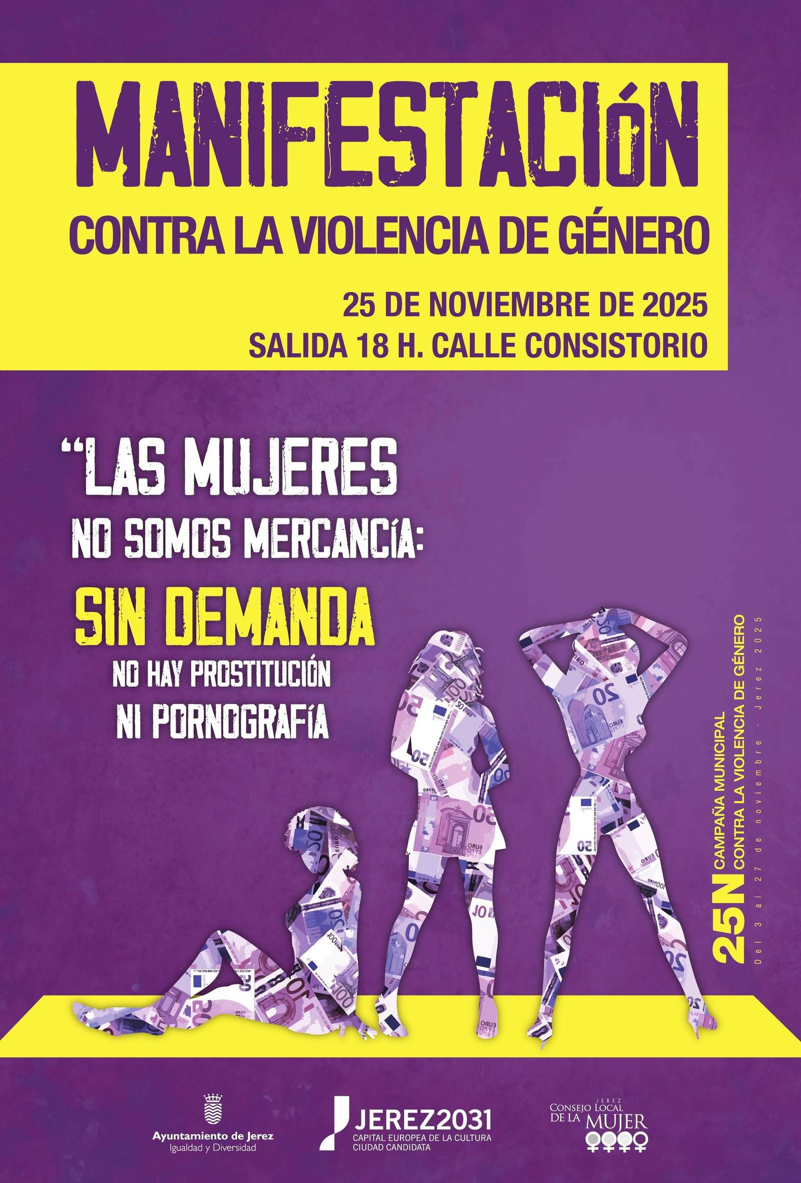 Horario y recorrido de la manifestación en Jerez por el 25-N
