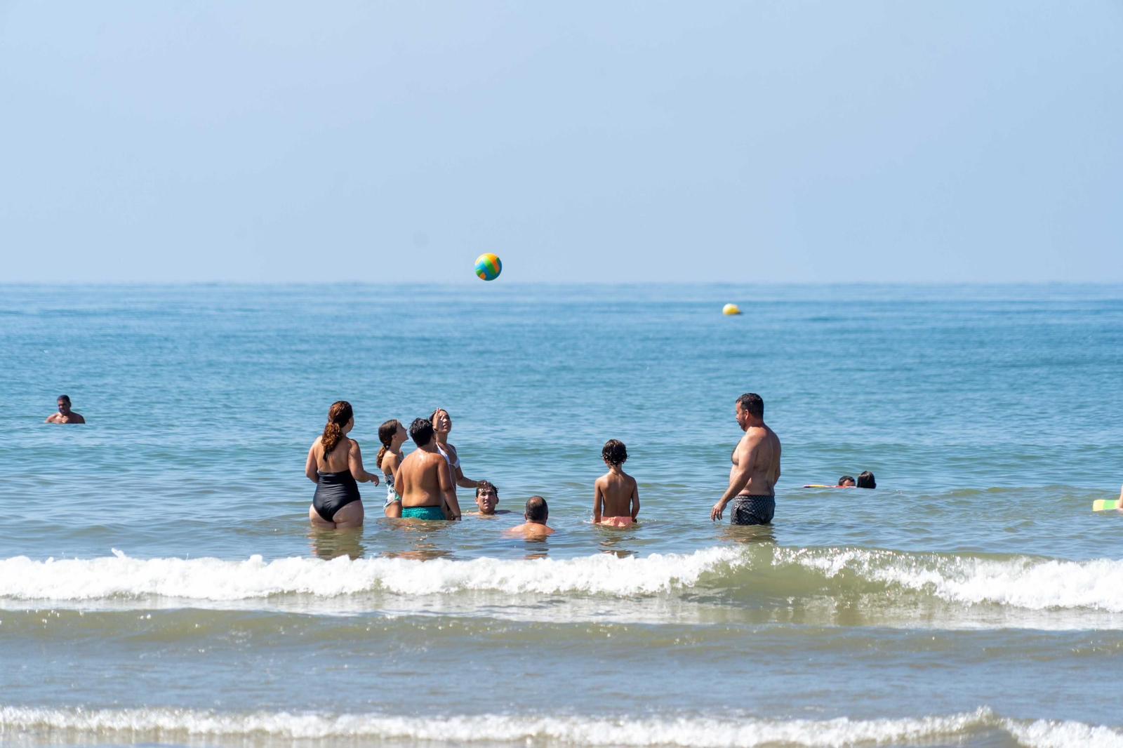Ambiente de las playas de Punta Umbría la mañana del sábado 9 de agosto