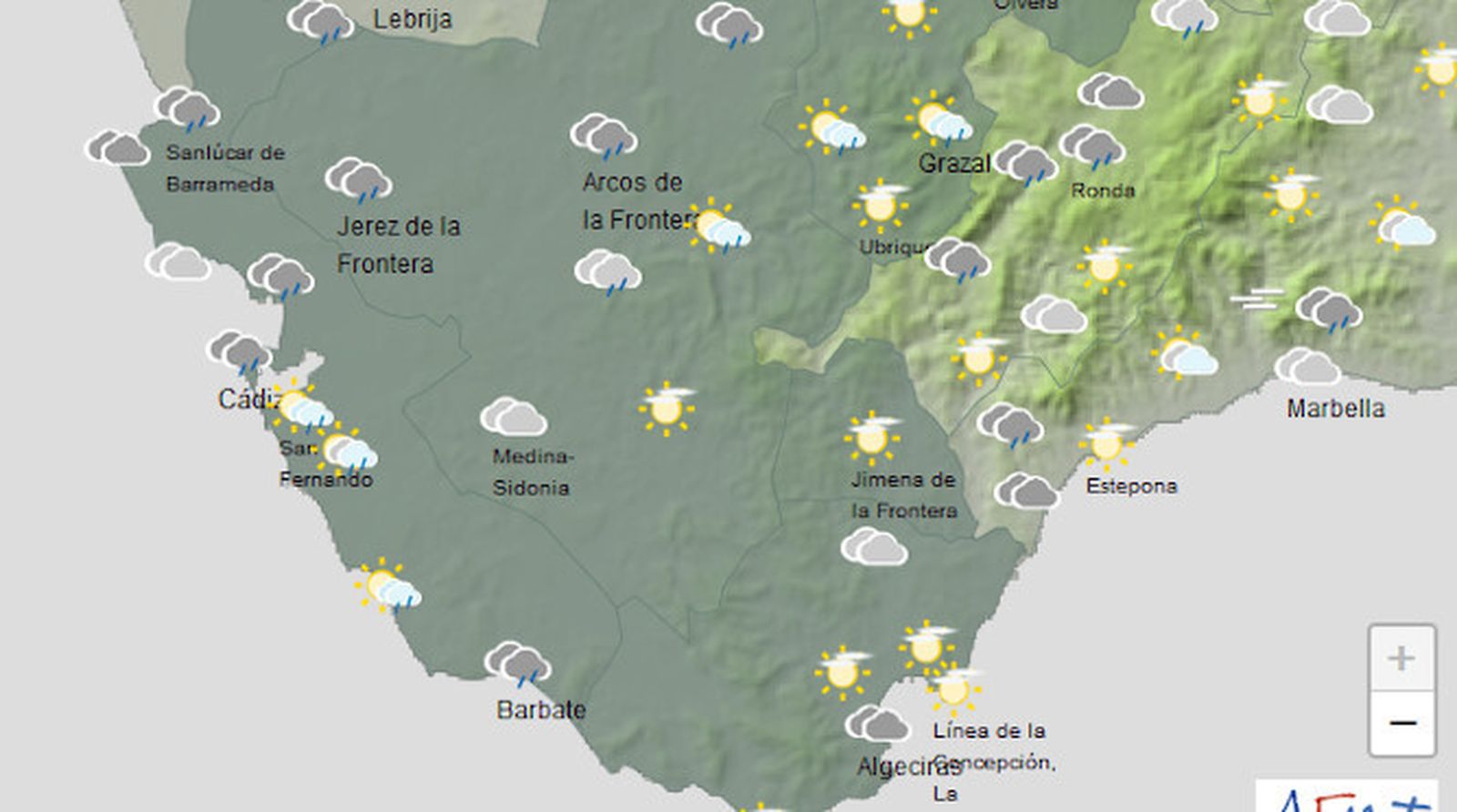 Lluvias que se esperan a partir de las 13:00 horas.