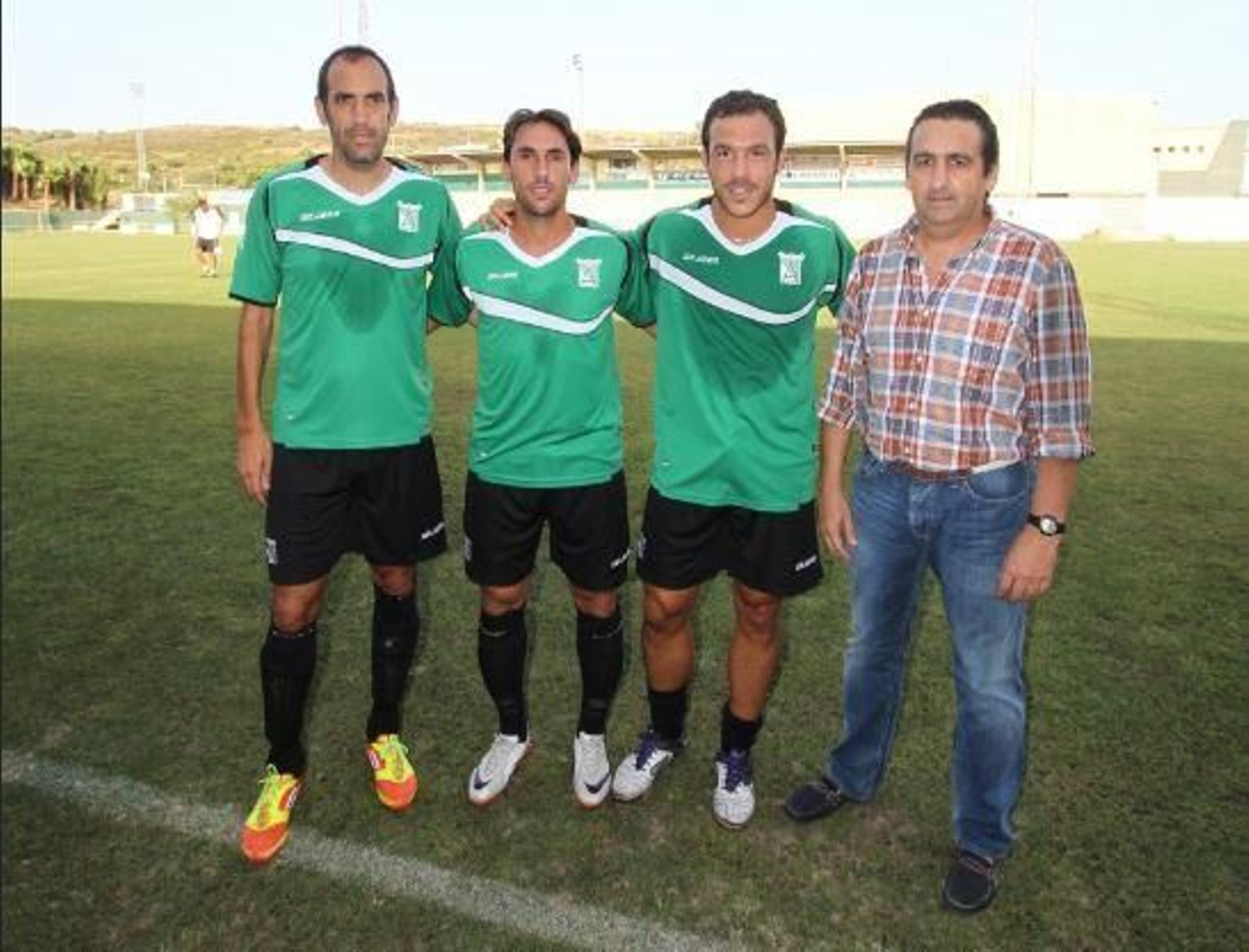 Romerito, Óscar Silva, Jorge Herrero y Pedro Buenaventura, en el Sanluqueño de 2012