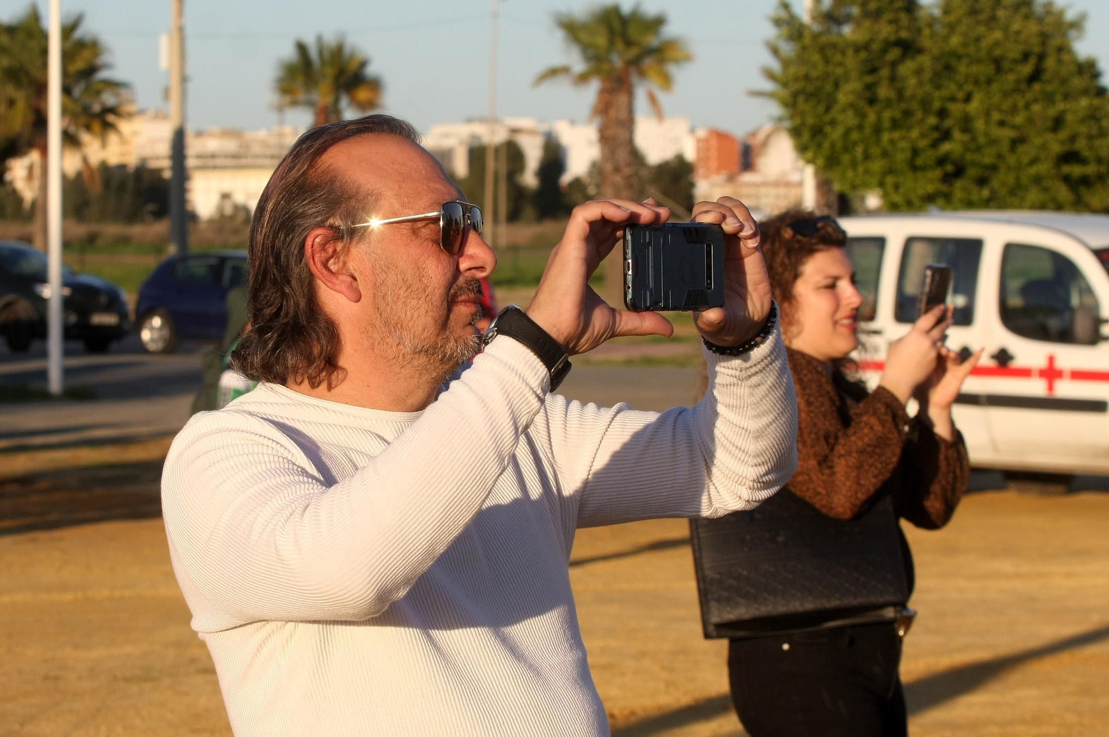 Imágenes del vuelo del globo aeroestático  en Huelva