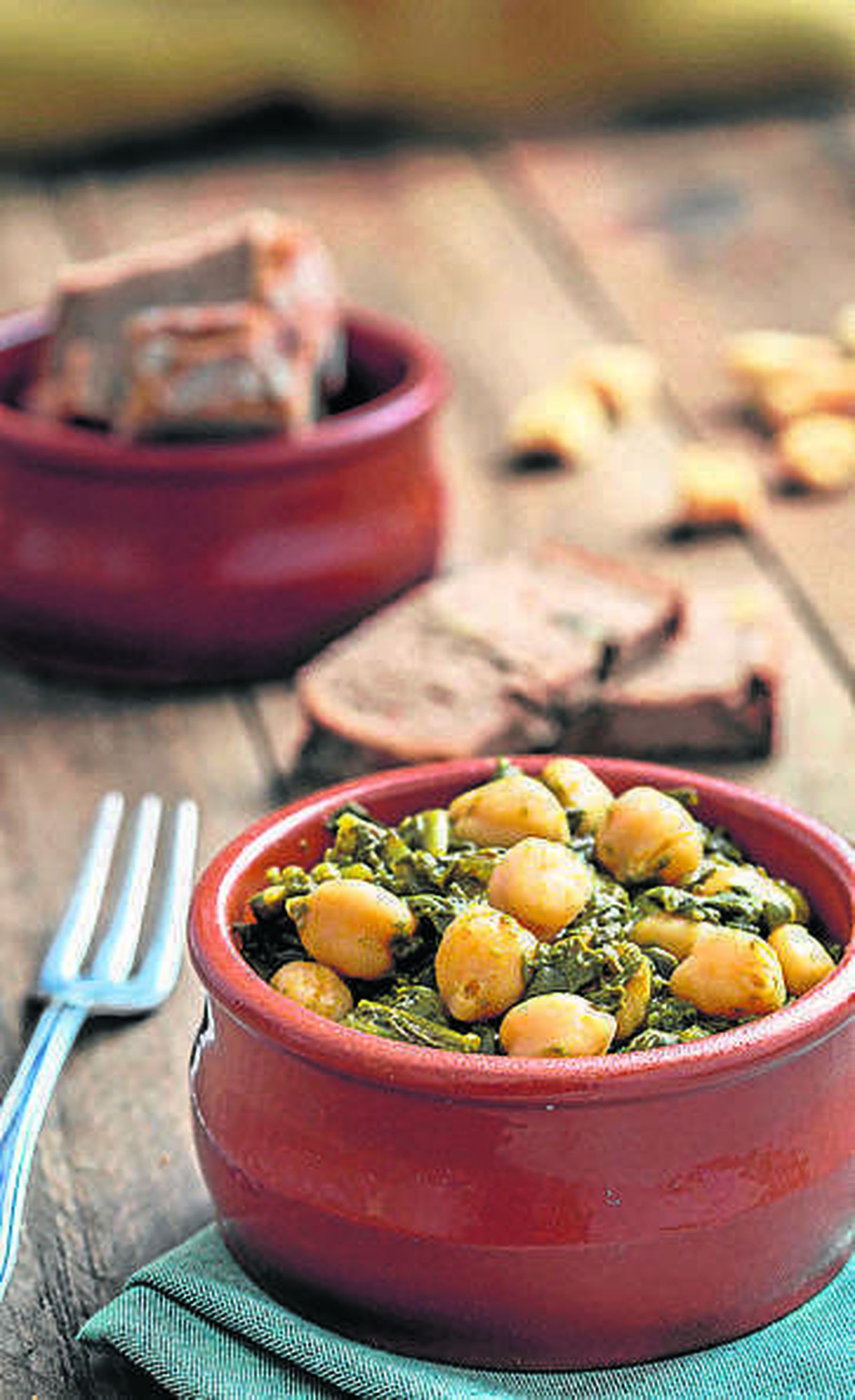 Espinacas, ricas en fibra, con garbanzos
